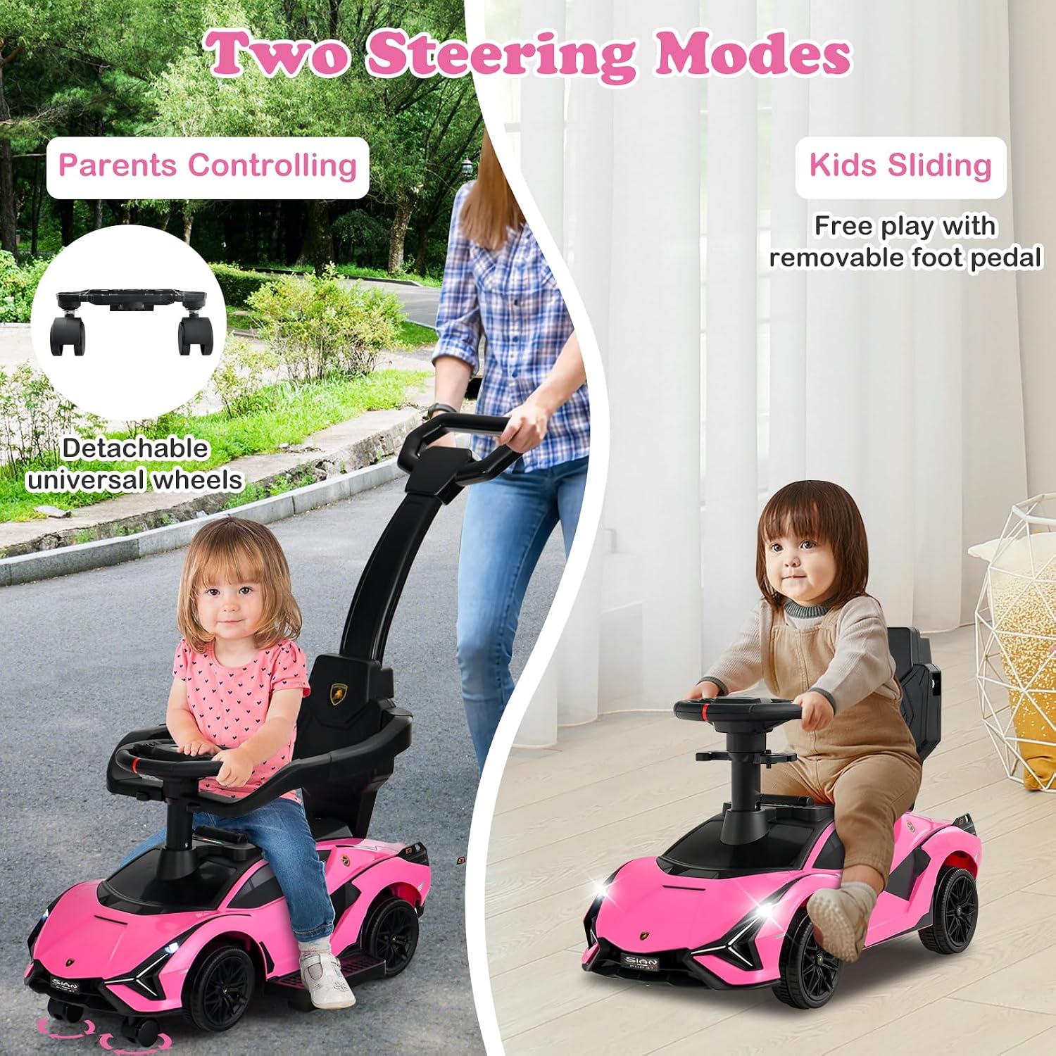 Detalle de OLAKIDS Ride-On Push Car, 55 lb Capacity