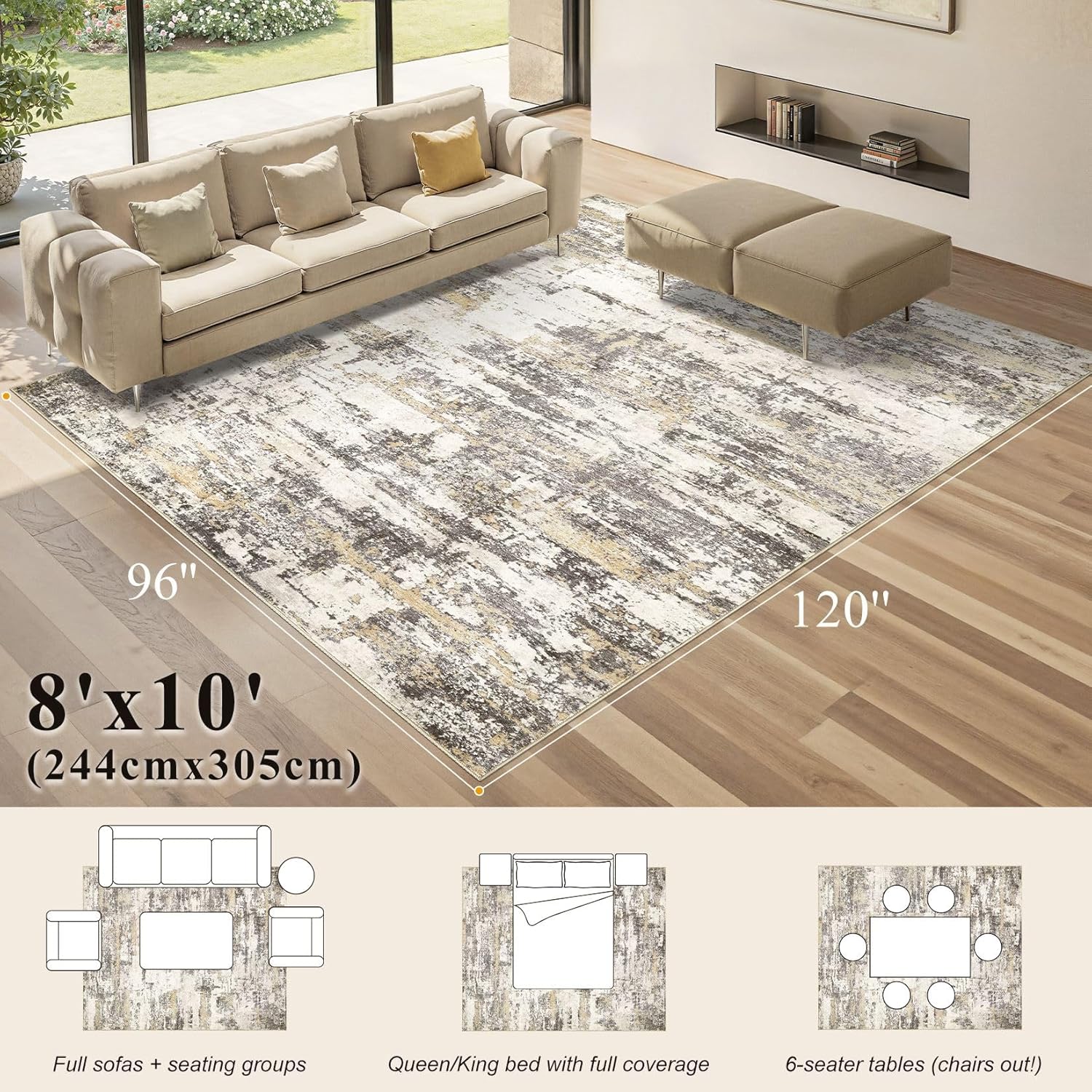 Detalle 2 de 8x10 Washable Abstract Area Rug