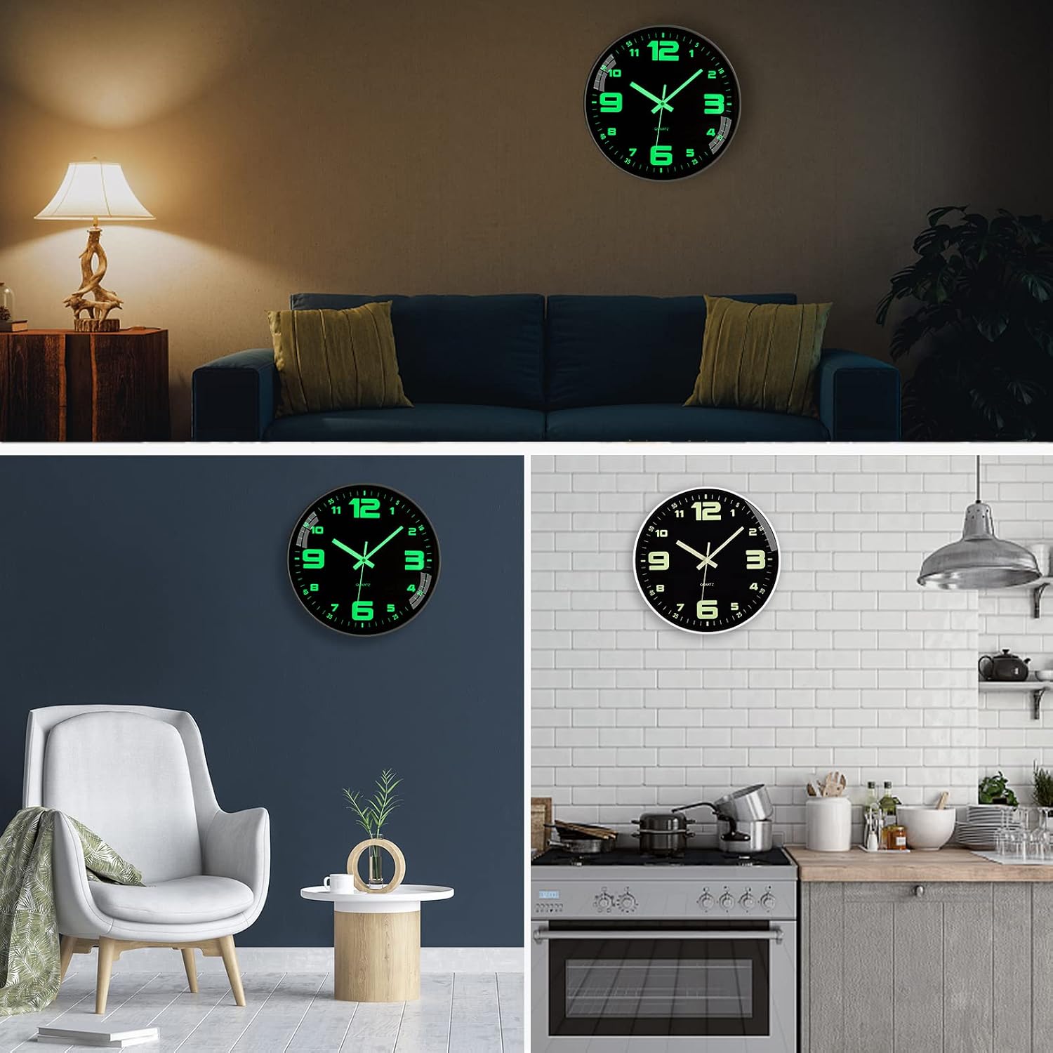 Thumbnail 1 de ACCSHINE YG wandklok 30 cm met stille kwartsbeweging en lichtgevende wijzers
