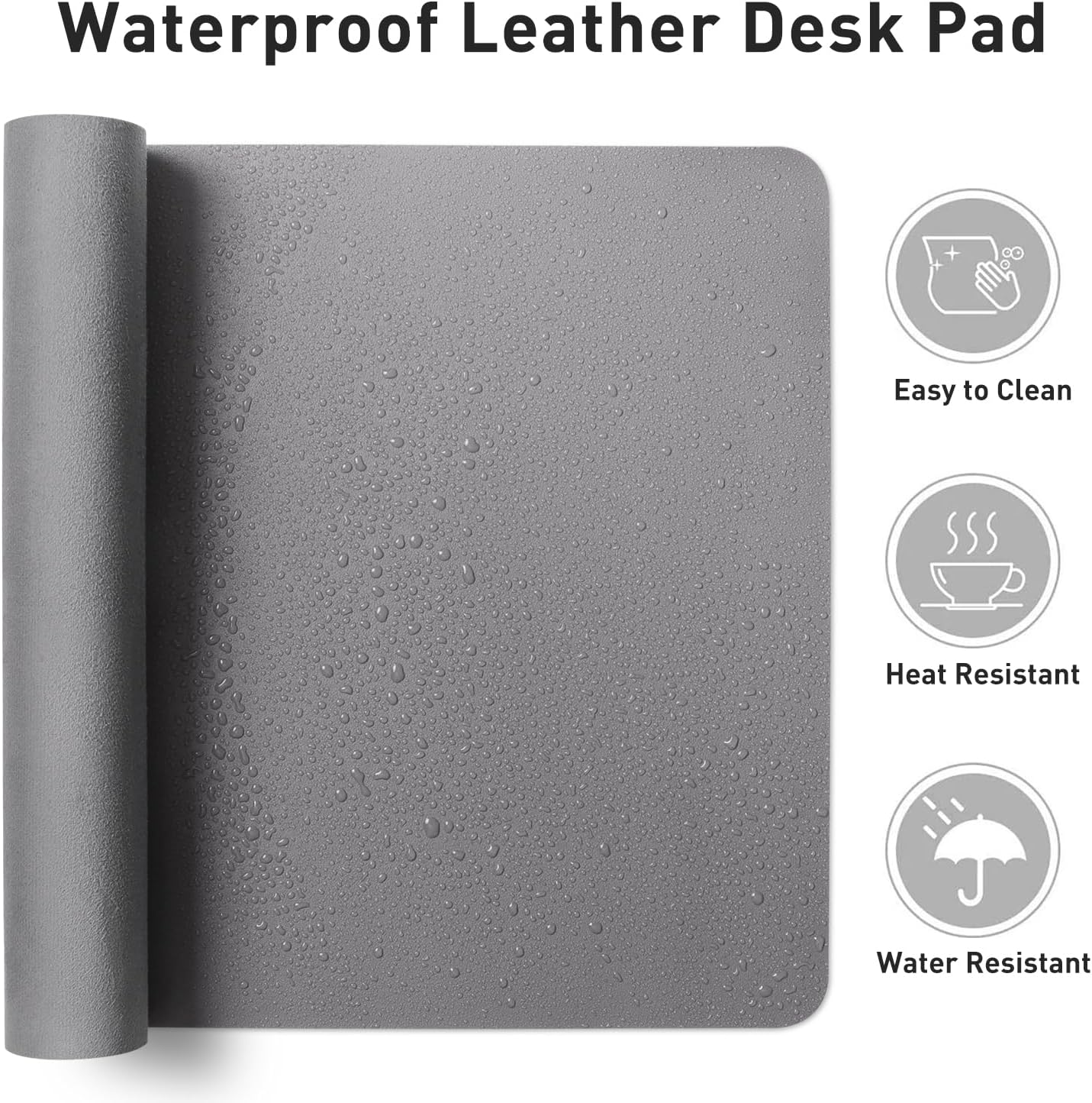 Thumbnail 6 de Aothia Schreibtischunterlage & Mauspad 122 x 43 cm aus PU-Leder (hellgrau) – rutschfest und wasserabweisend