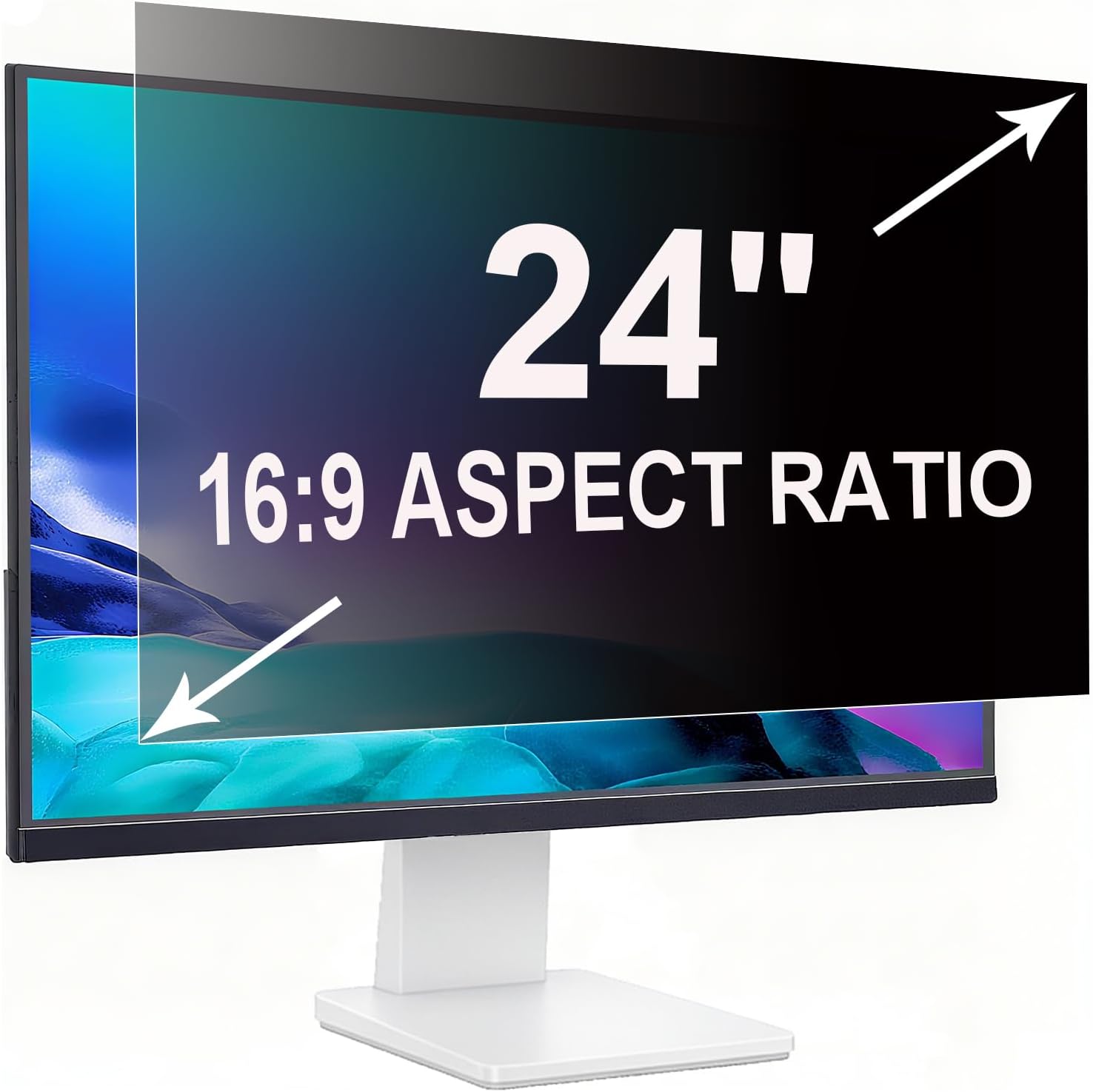 Detalle de ruord Sichtschutzfolie für 24 Zoll 16:9 Monitor – Blaulichtfilter, Blendschutz und abnehmbarer Blickschutz (53,1 × 29,9 cm)
