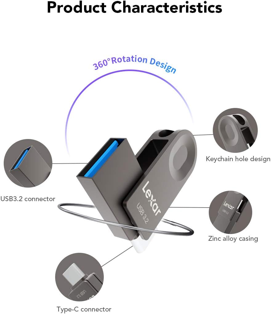 Thumbnail 3 de Lexar JumpDrive E32c 128GB USB-C/A