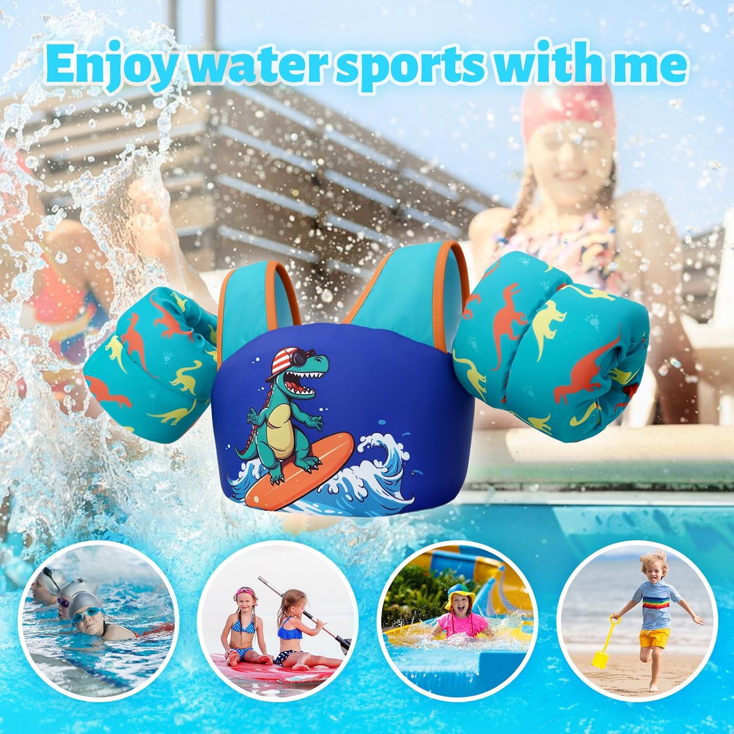 Thumbnail 6 de Zeraty Gilet de Natation pour Enfants – Flotteurs avec harnais et bande de bras (2–6 ans, 20–50 lb)