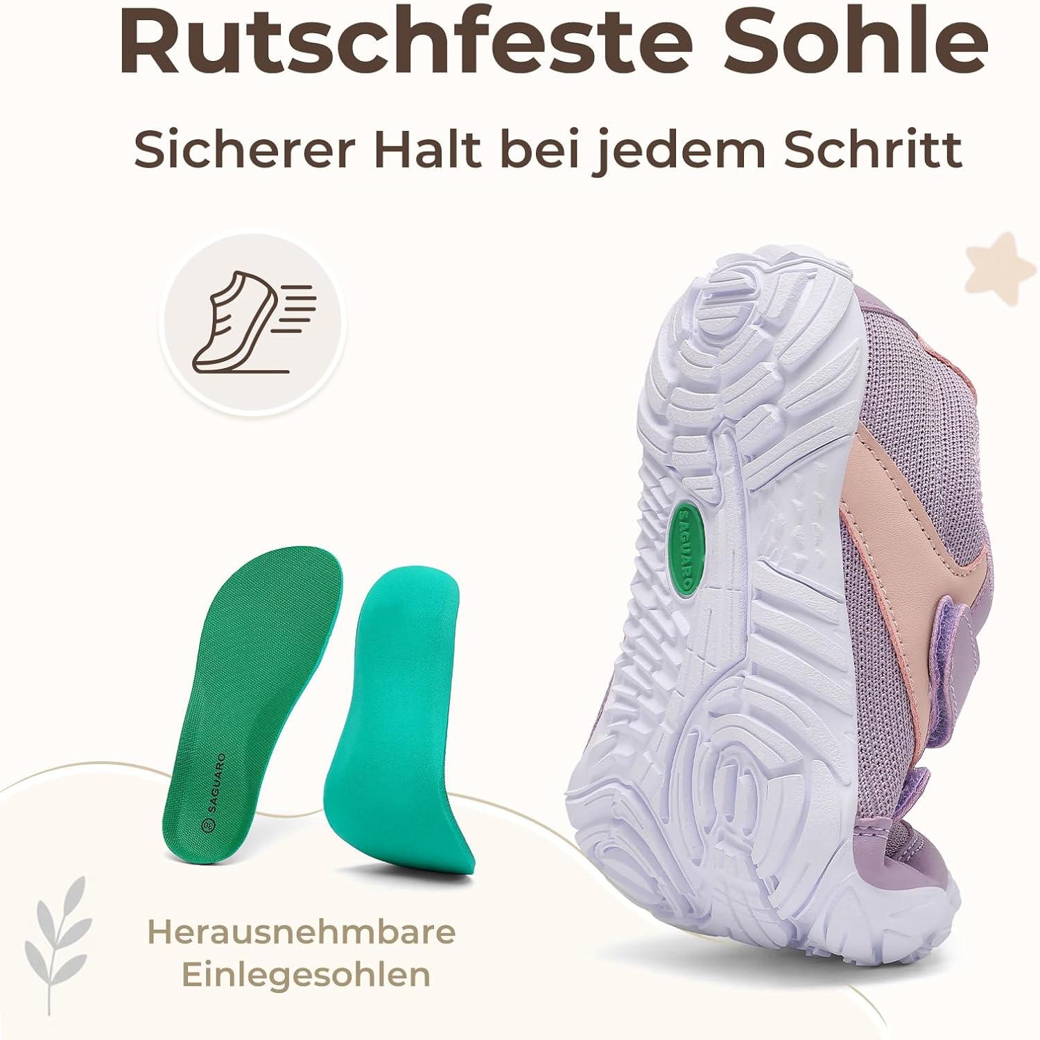 Detalle de SAGUARO Kinder Barfußschuhe Leicht – Barfußgefühl mit breiter Zehenbox, Zero-Drop, Größe 25–36