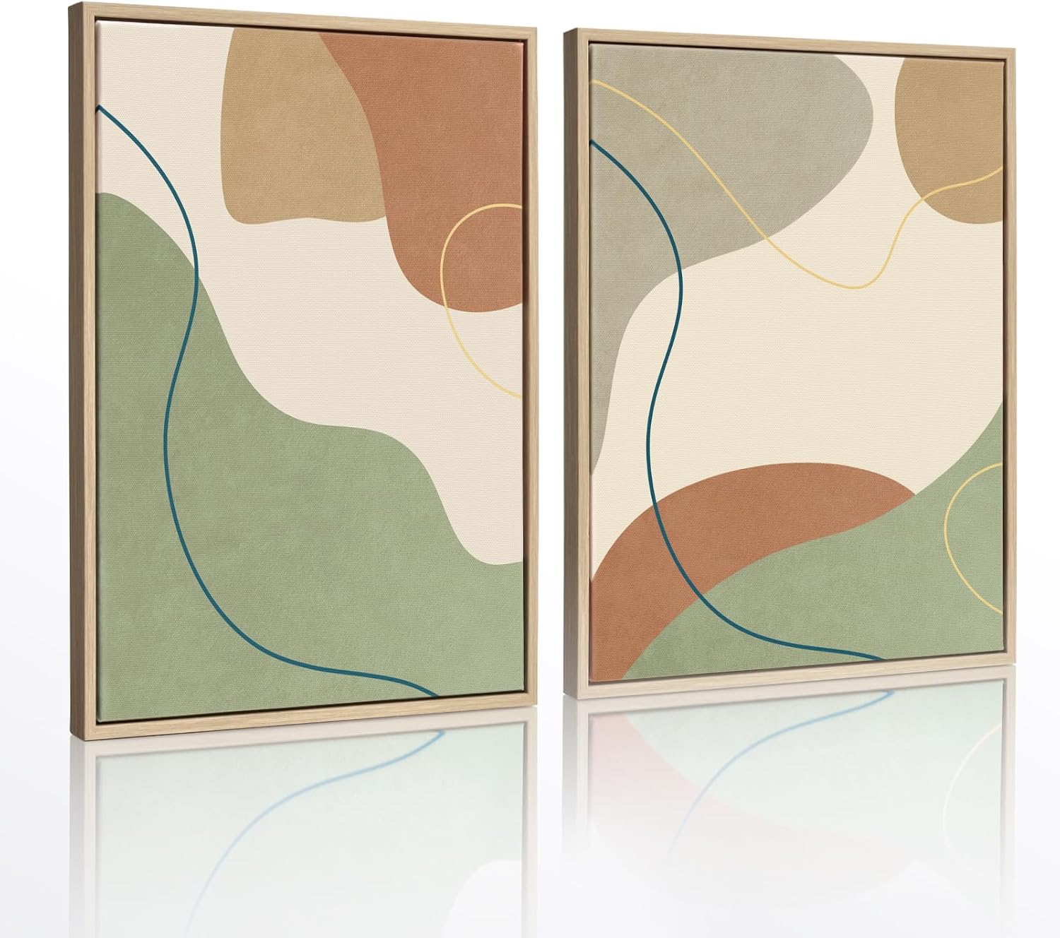 Detalle de Framed Boho Abstract Canvas Wall Art, 12 x 16-Inch