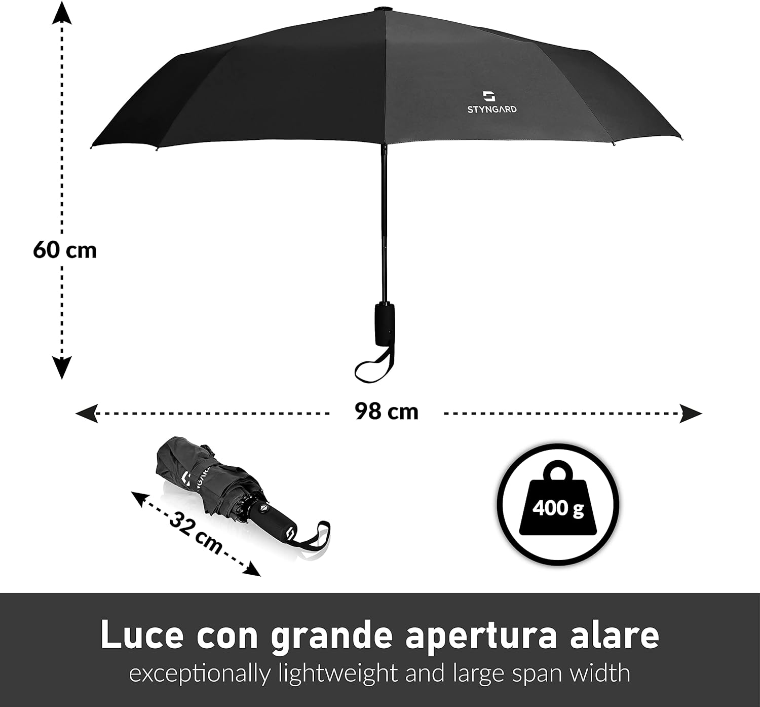 Thumbnail 3 de STYNGARD Ombrello impermeabile fino a 140 km/h OSLO, automatico e tascabile