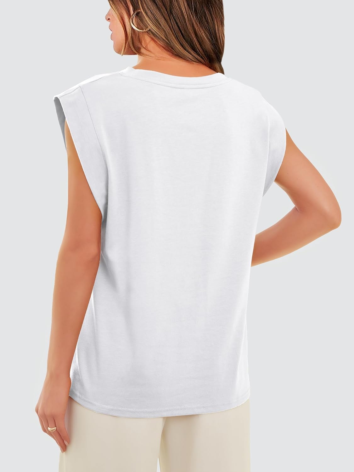 Thumbnail 4 de WIHOLL Women’s Loose Fit Cap Sleeve & Sleeveless Basic Tees for Summer