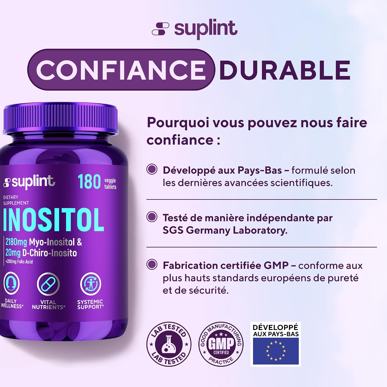 Thumbnail 1 de Complexe d’inositol 2200 mg, 180 comprimés