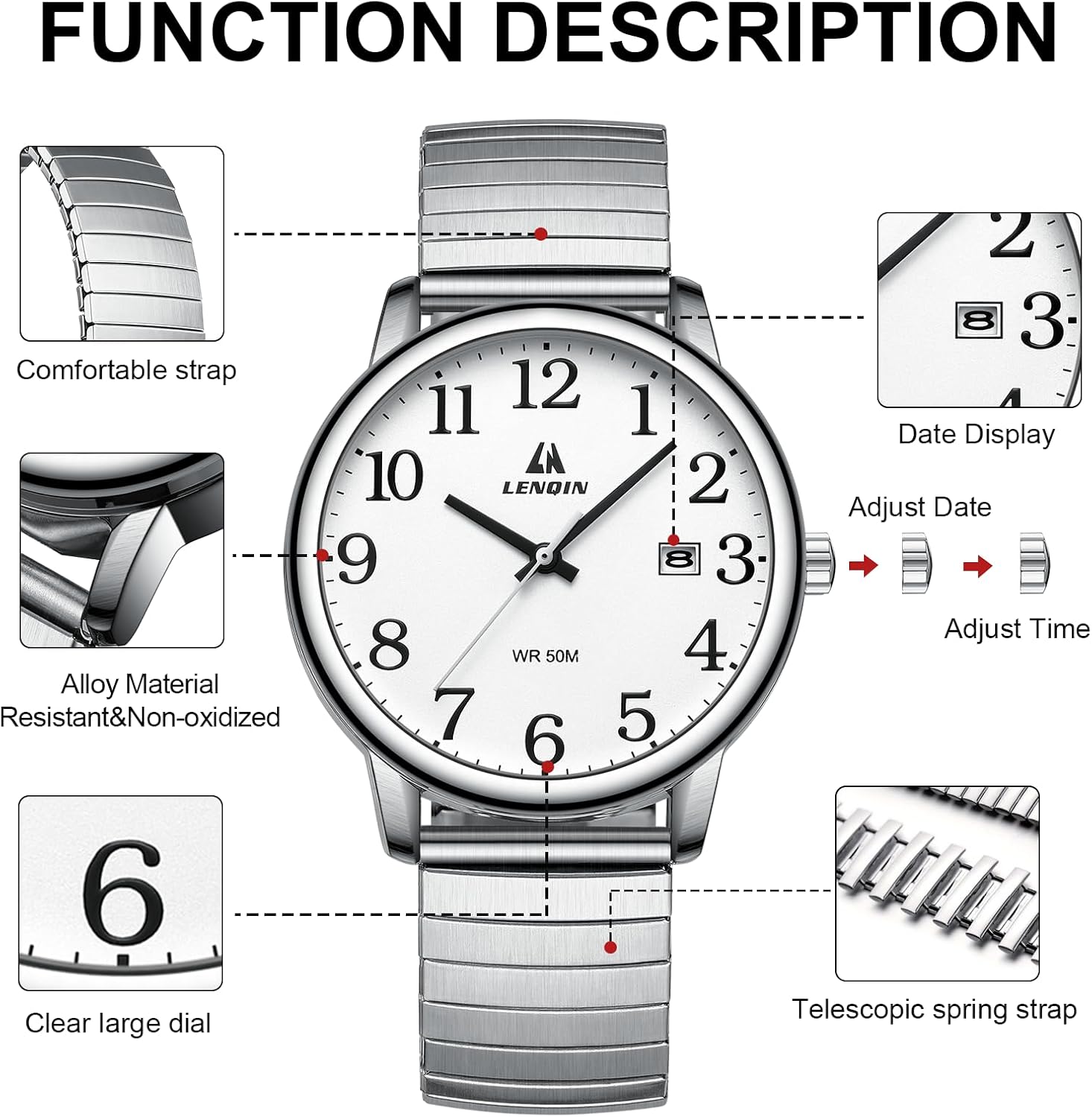 Thumbnail 5 de LN LENQIN 38 mm reloj de cuarzo para hombre