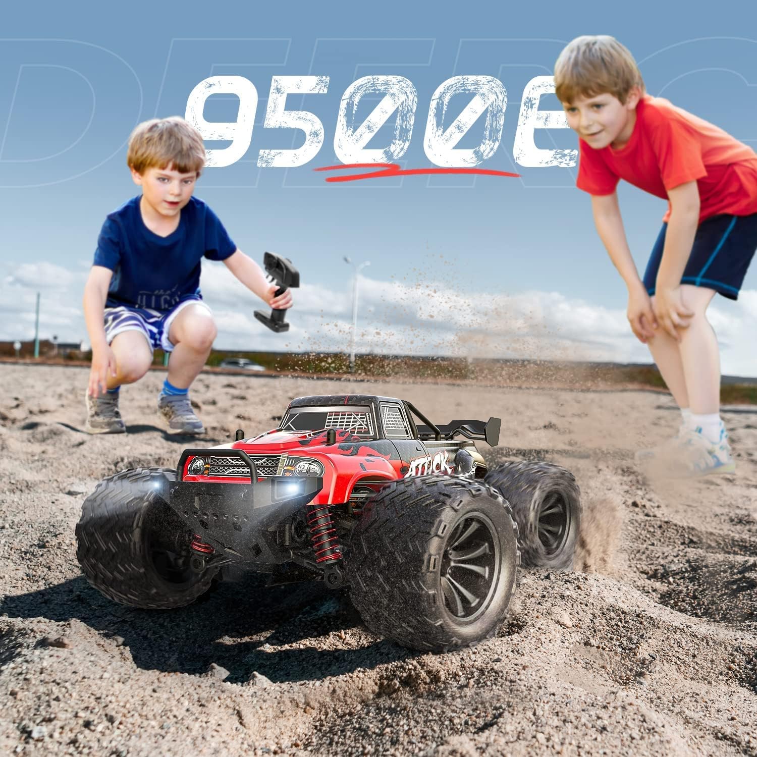 Thumbnail 5 de DEERC Fernsteuerungsauto 1:16 – All-Terrain RC Monstertruck mit 4WD, 40+ km/h, 2 Batterien & LED-Licht