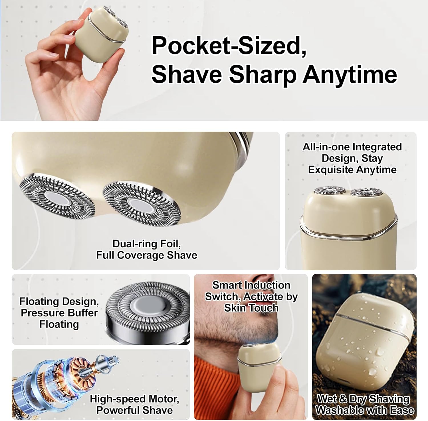 Detalle 2 de Electric Mini Shaver for Men 2026 — Smart Sensor Portable Razor with 3D Floating Blades
