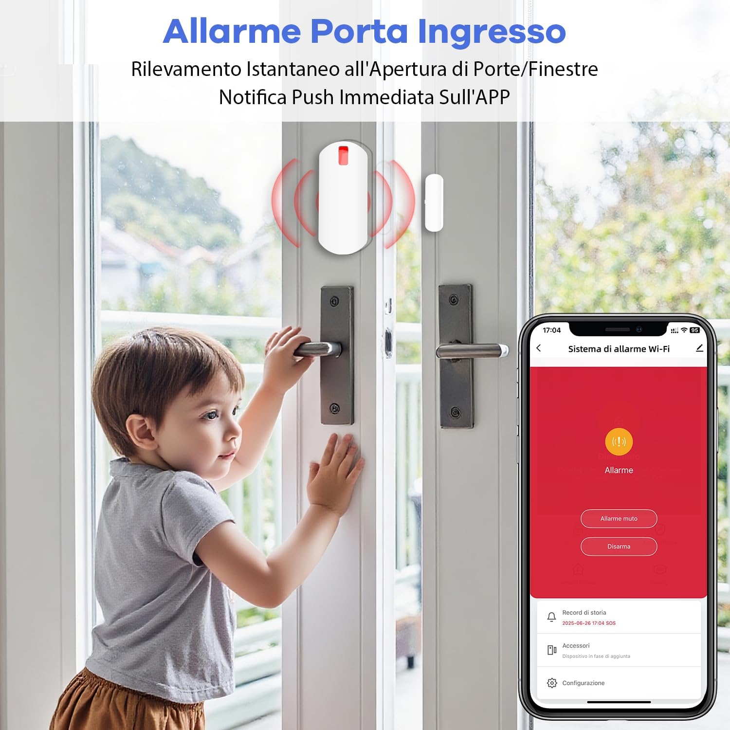 Detalle de YISEELE Allarme Casa Senza Fili: kit completo con connettività 5 GHz, sirena 125 dB e 10 sensori