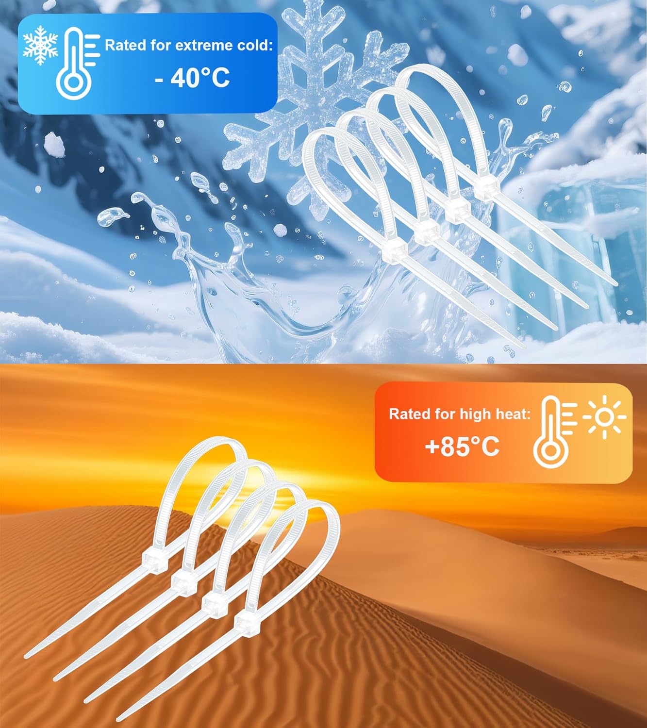 Thumbnail 6 de Menylon Clear Cable Ties 300mm x 7.6mm (50-pack) heavy-duty long white zip ties