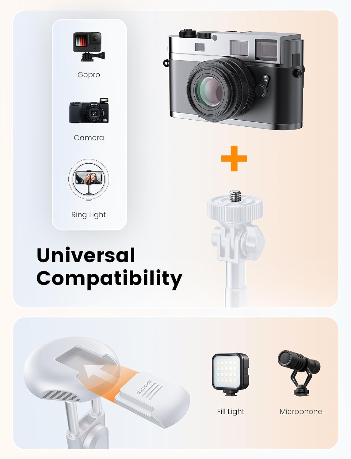 Detalle 2 de ANXRE 71"/180cm Phone Tripod Monopod (NT79) with Bluetooth Remote – White