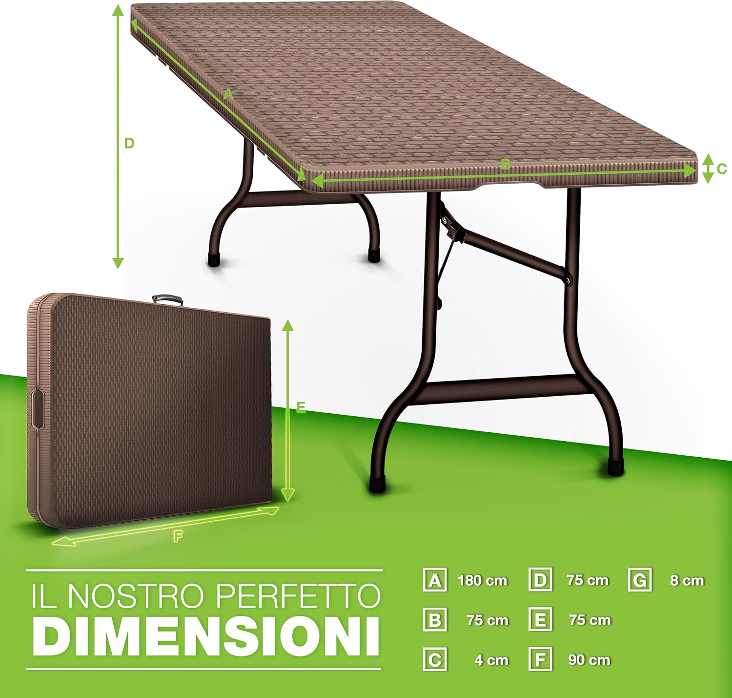 Detalle de tillvex Tavolo da giardino pieghevole 180×75 cm