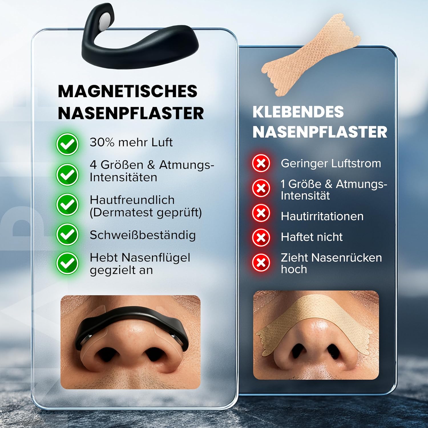 Detalle 2 de Nasenpflaster Magnet (32 Tage) – magnetische Nasenpflaster gegen Schnarchen