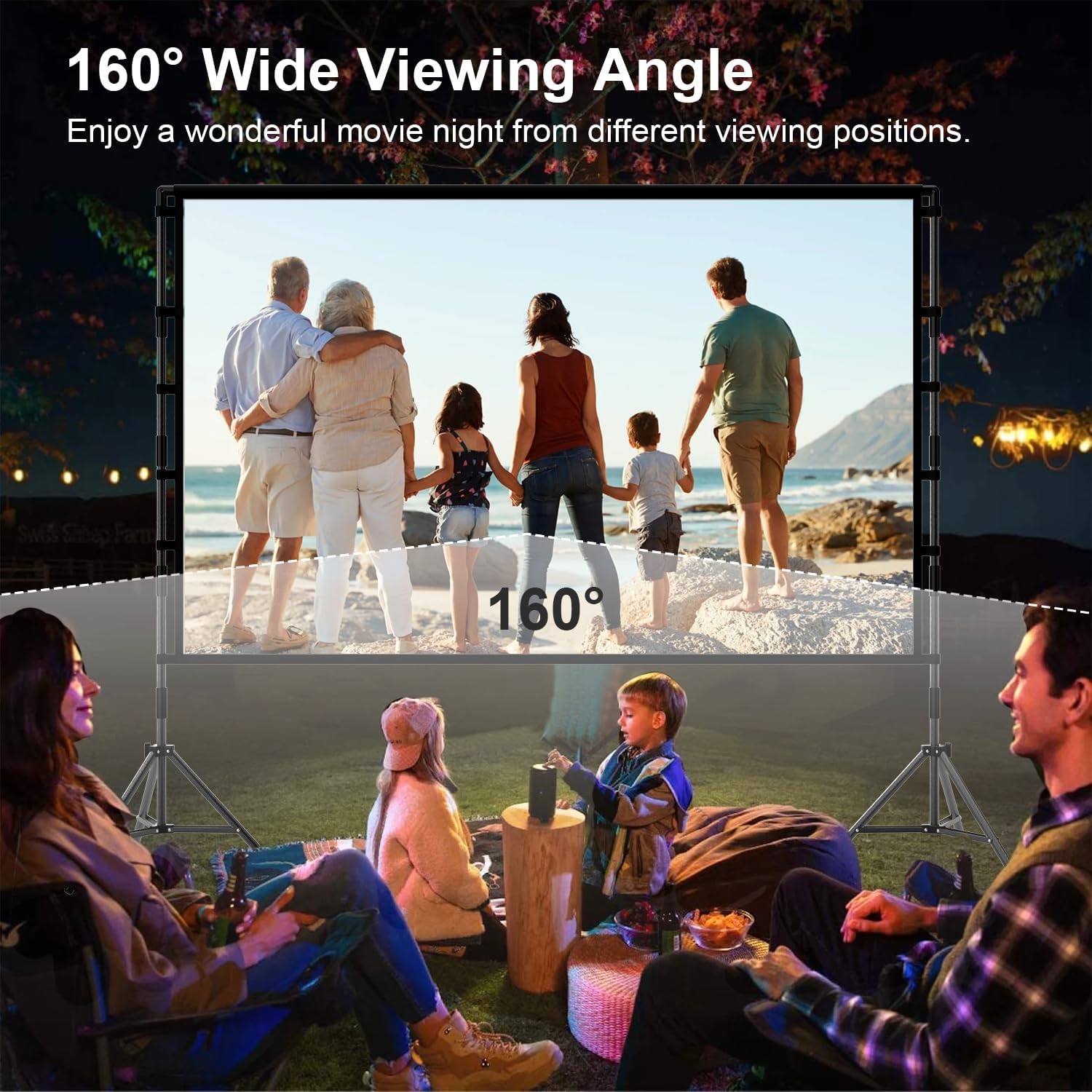 Thumbnail 3 de TOWOND 120-inch Outdoor Projector Screen with Stand (16:9, Foldable, Double-Sided, Carry Bag)