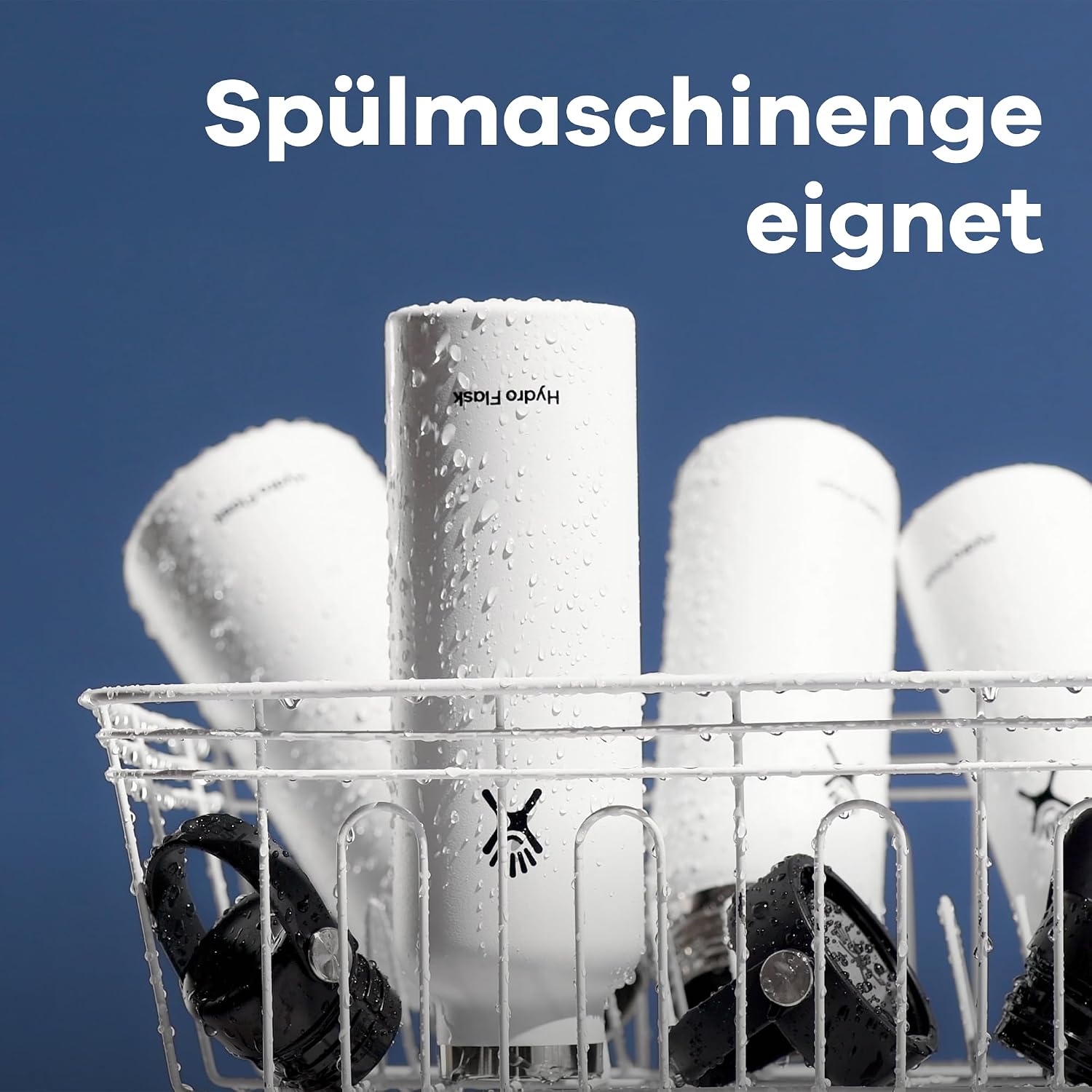 Detalle de Hydro Flask Wasserflasche 709 ml – vakuumisoliert, auslaufsicherer Deckel, Standardmundöffnung, Schwarz