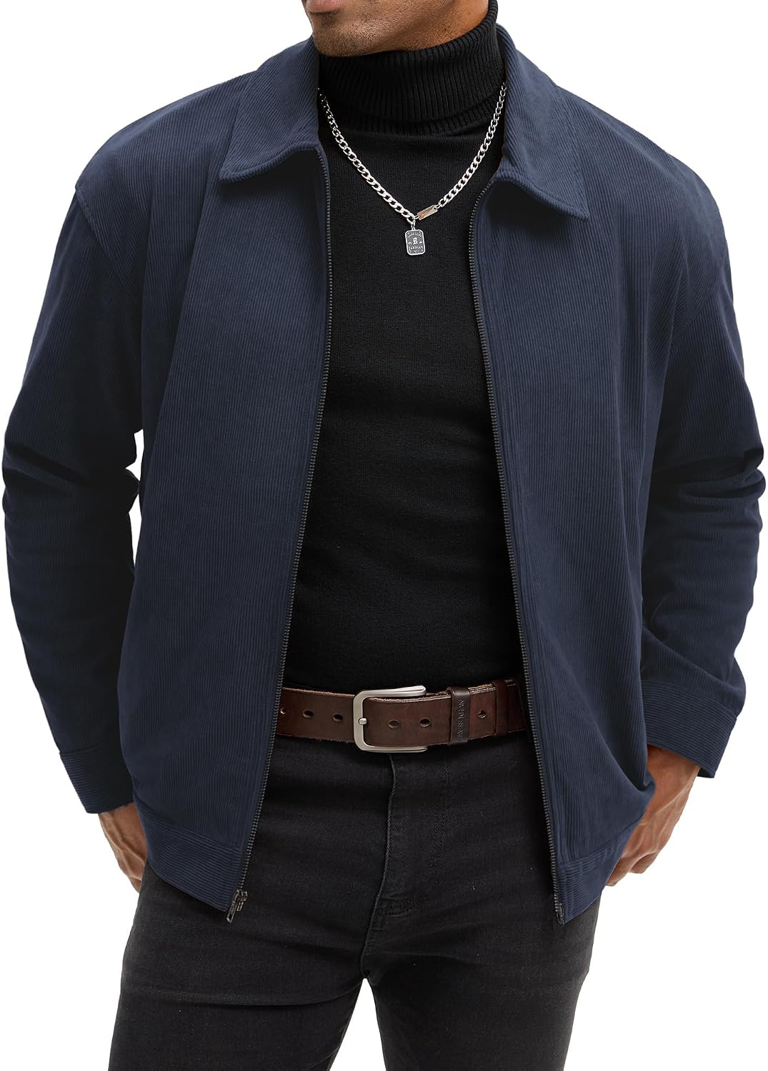 Detalle de Comdecevis Men's Corduroy Bomber Jacket