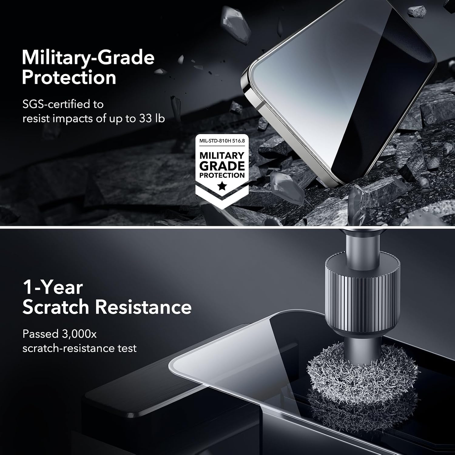 Thumbnail 4 de ESR Privacy Screen Protector for iPhone 15 Pro – 3 Pack anti-spy tempered glass with micro-curved edges