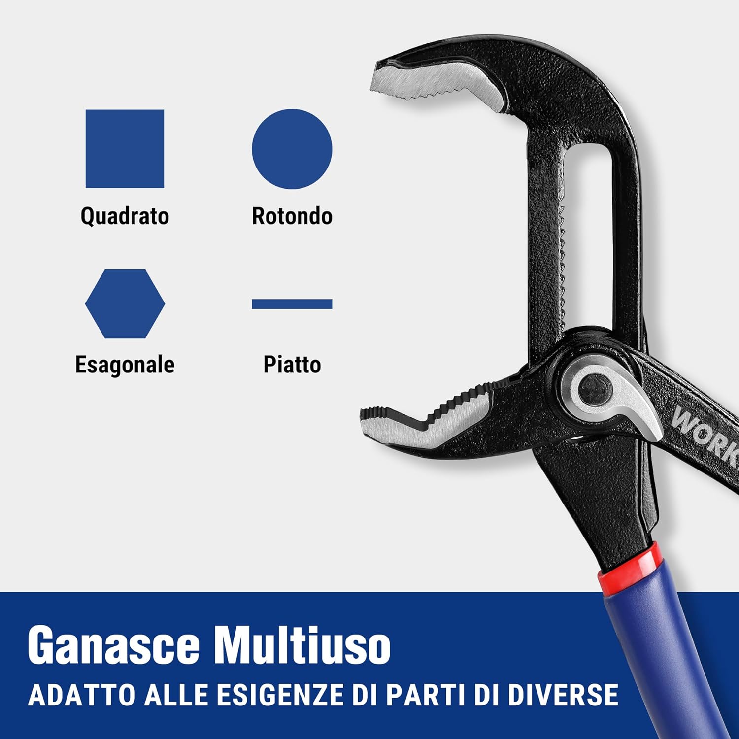 Thumbnail 4 de WORKPRO Pinze Regolabili per Tubi e Dadi 2 Pezzi (200 mm e 250 mm) – Impugnatura ergonomica e regolazione fine