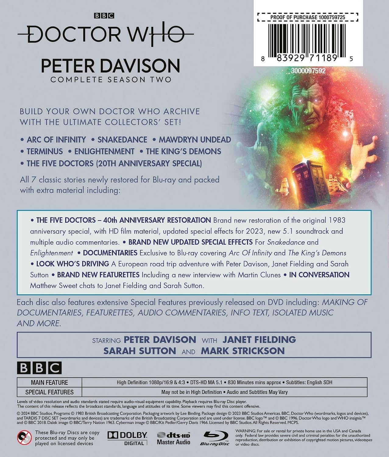 Detalle 1 de Doctor Who: Peter Davison Complete Season Two Blu-ray, 9-Disc Set