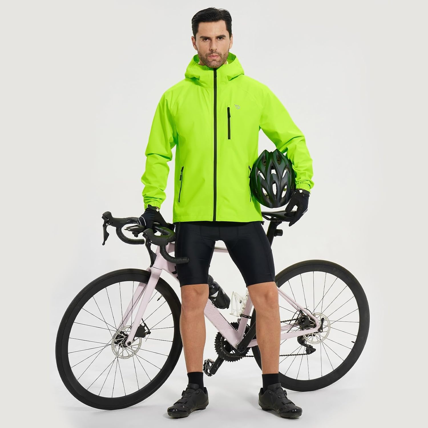 Detalle 2 de baleaf Herren Regenjacke – Wasserdichte Fahrradjacke mit Kapuze, atmungsaktiv 10000 mm