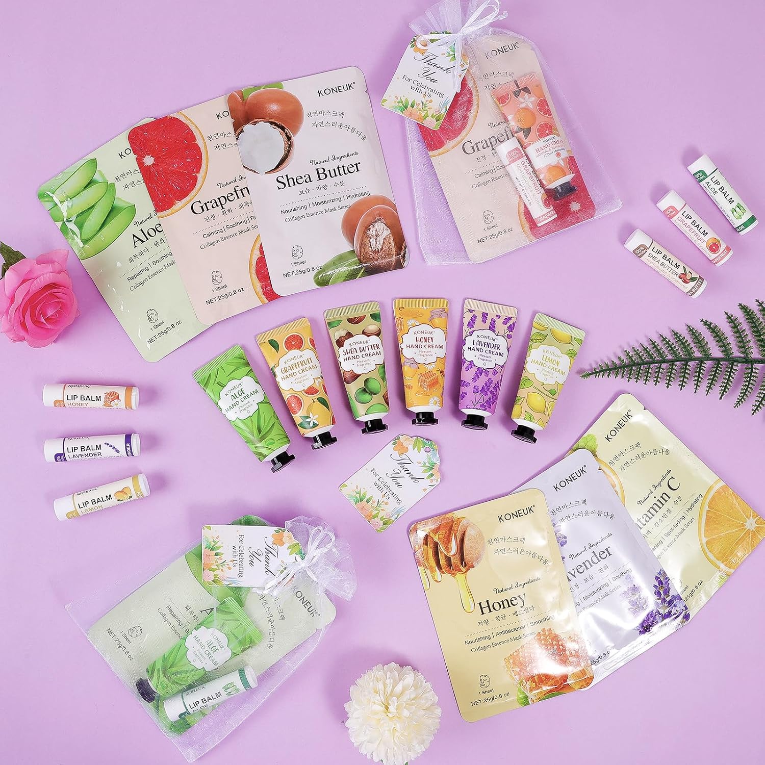 Thumbnail 6 de 60 Pack Bulk Lip Balm, Facial Mask & Hand Cream Sets for Easter Baskets, Teacher Appreciation, and Bridesmaid Gifts