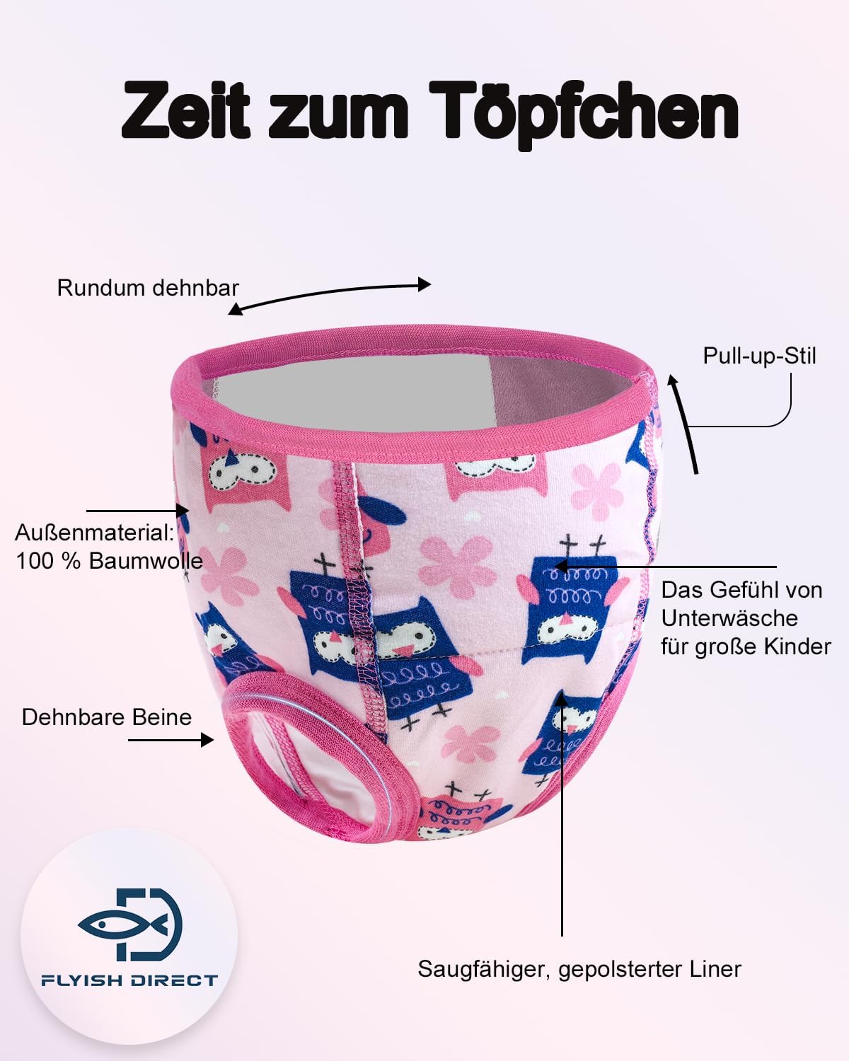Thumbnail 2 de FLYISH DIRECT Töpfchen-Trainingshose im 6er-Set für Kinder (Bio-Baumwolle, TPU innen) – geeignet ab ca. 11 kg