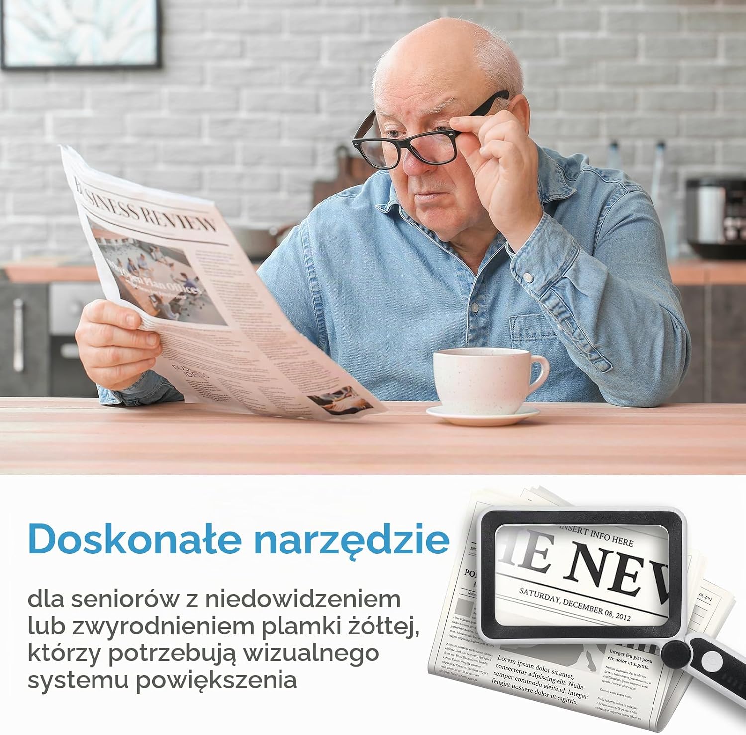 Detalle 2 de Sonew 4× lupa ręczna LED do czytania, składana, z 3 poziomami jasności