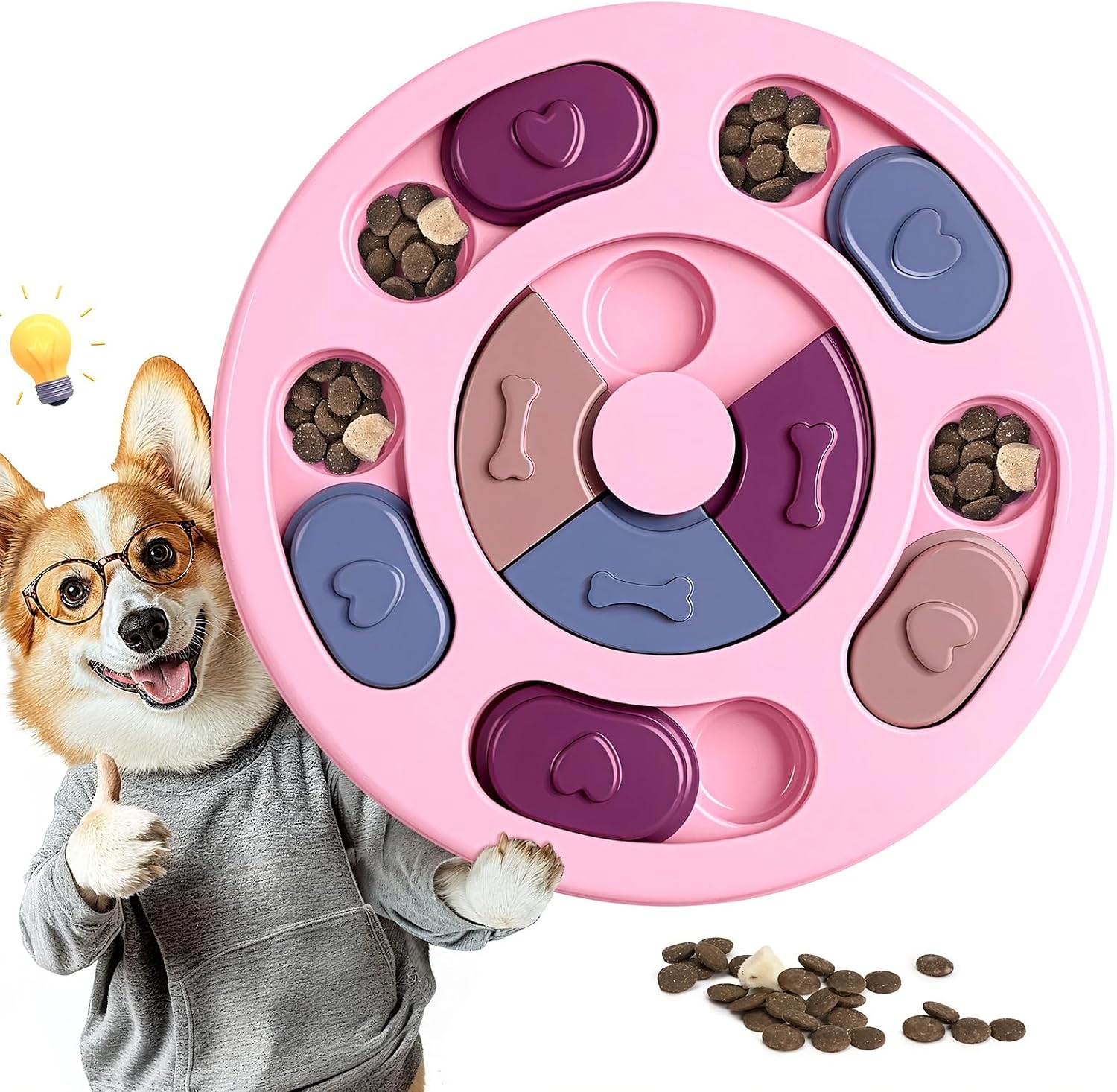 TRIGRAND Giocattolo intelligente per cani con puzzle e alimentazione lenta (rosa)