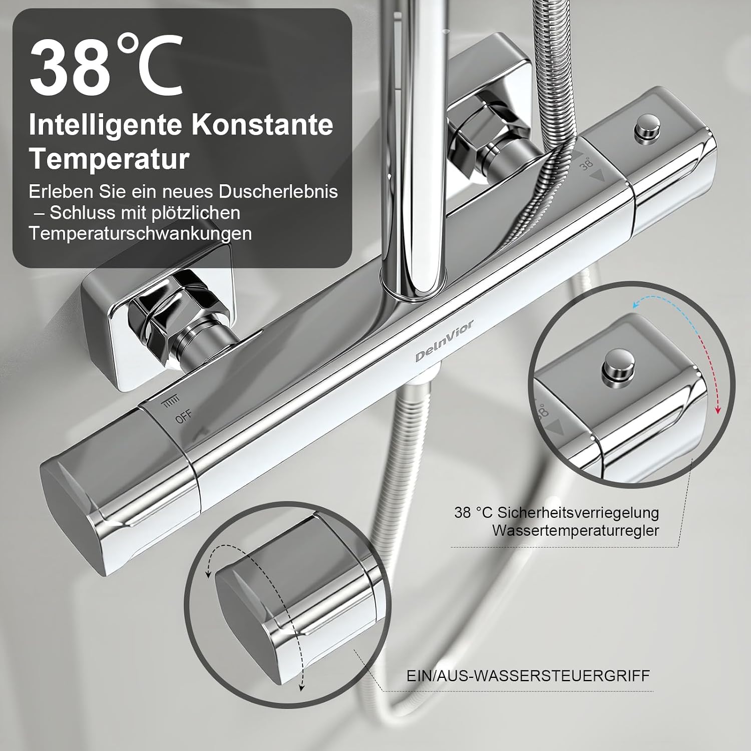 Detalle 2 de DelnVior Duschsystem Thermostat 33×21 cm