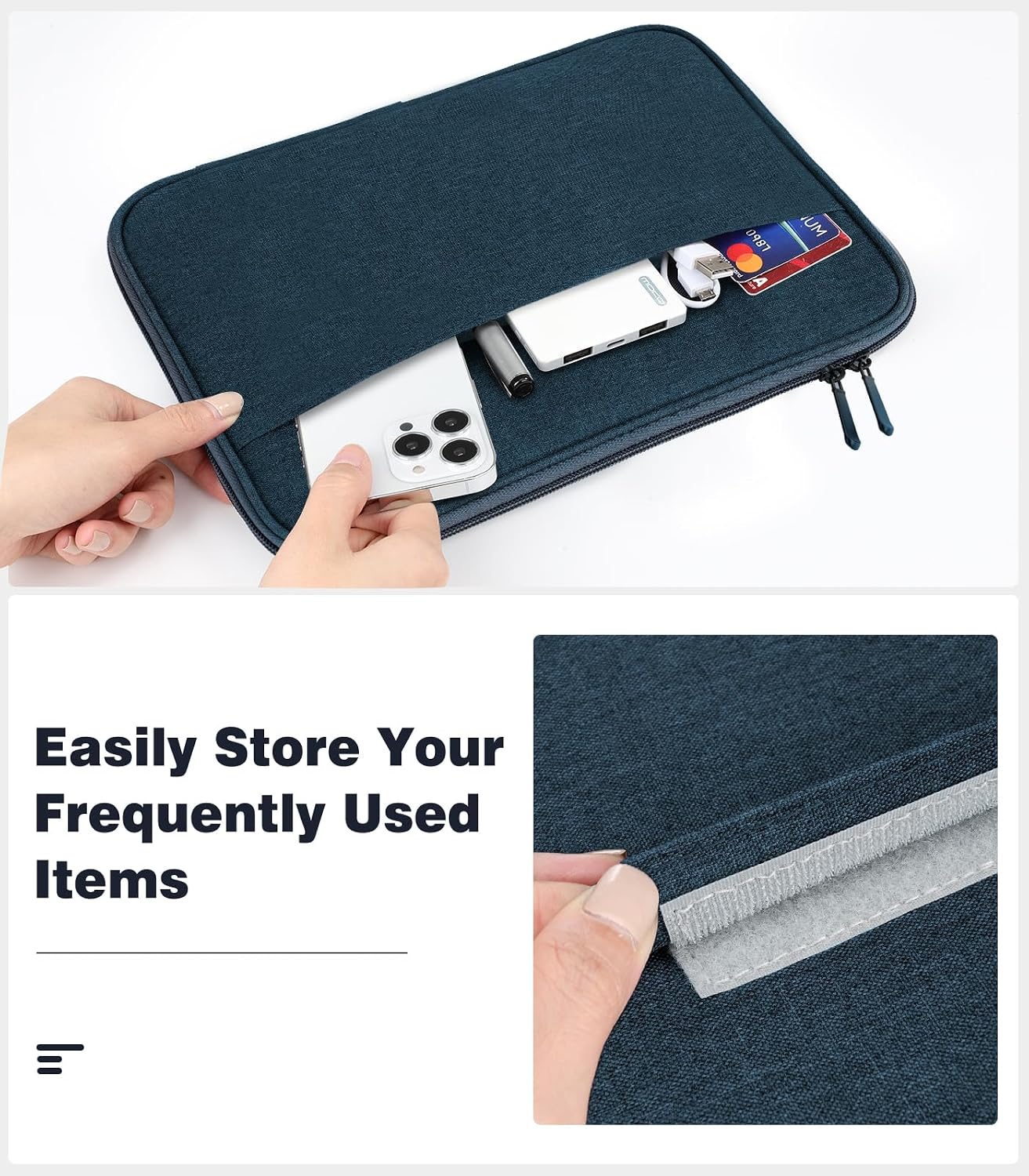 Thumbnail 5 de Dadanism 9–11 Zoll Tablet Tasche Hülle Dunkel Blau – kompatibel mit iPad Pro 11", iPad Air 11", Galaxy Tab 11" und mehr