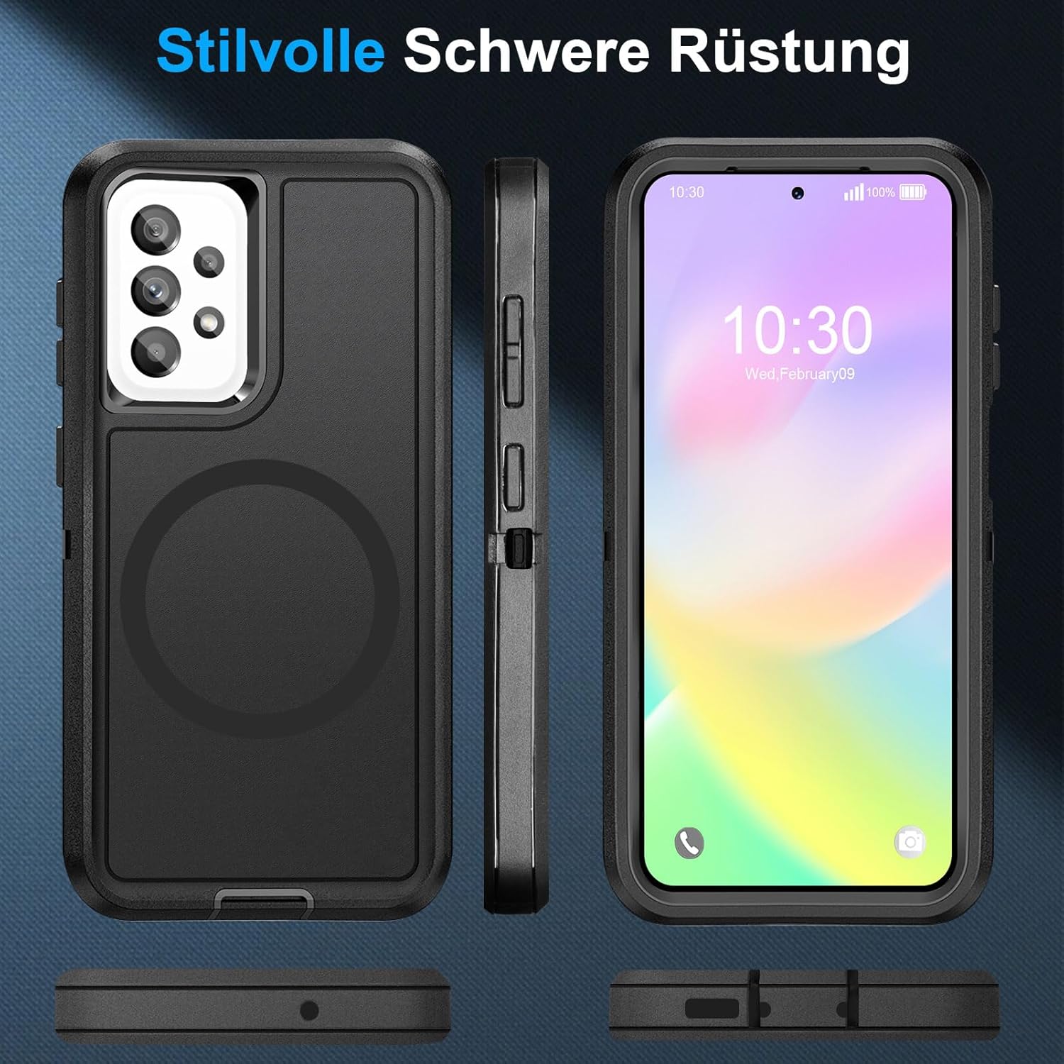 Thumbnail 5 de Giyer Handyhülle für Samsung Galaxy A53 5G (mit Schutzfolie, 360° stoßfest, magnetischer Ring) – Schwarz