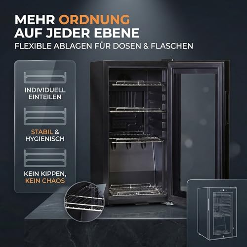 Detalle de Sommertal GK50 Getränkekühlschrank 50L – Glastür, RGB LED, Touchscreen