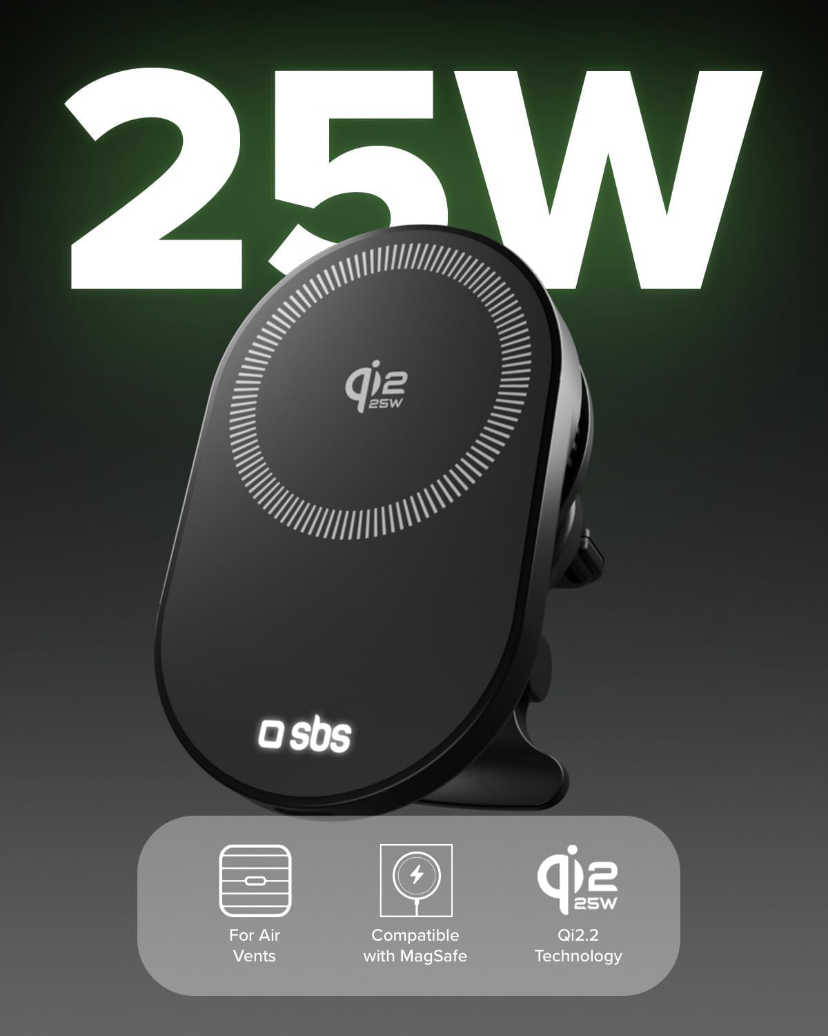 Detalle 2 de SBS Qi2 Cargador MagSafe para coche 25 W