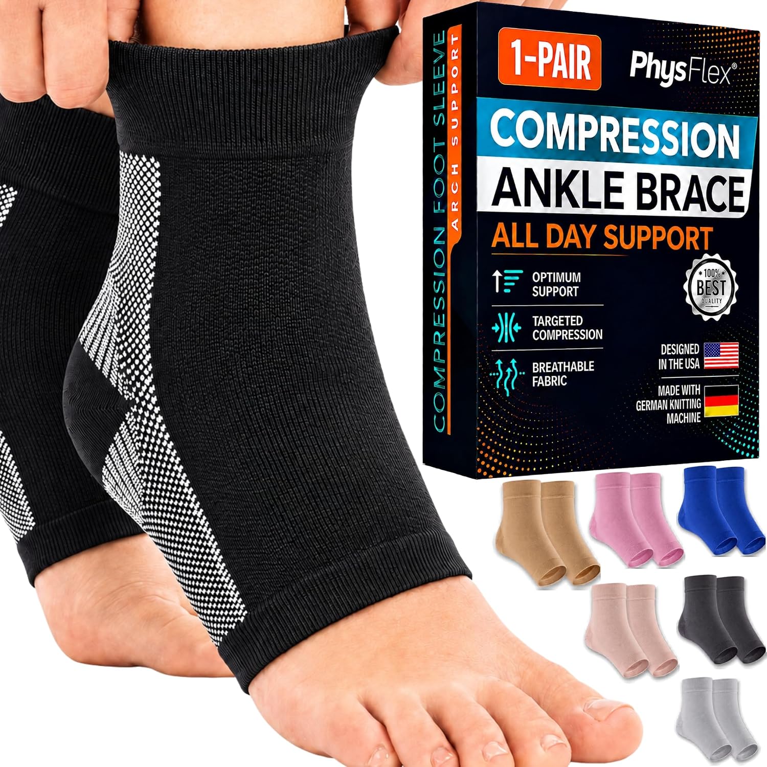 Detalle de PhysFlex Compression Socks, X-Large, 20–30 mmHg Arch Support