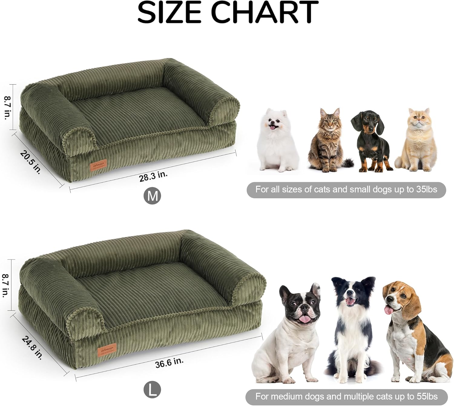 Thumbnail 5 de FUKUMARU Cat Couch Bed 27 inch cosy corduroy pet sofa