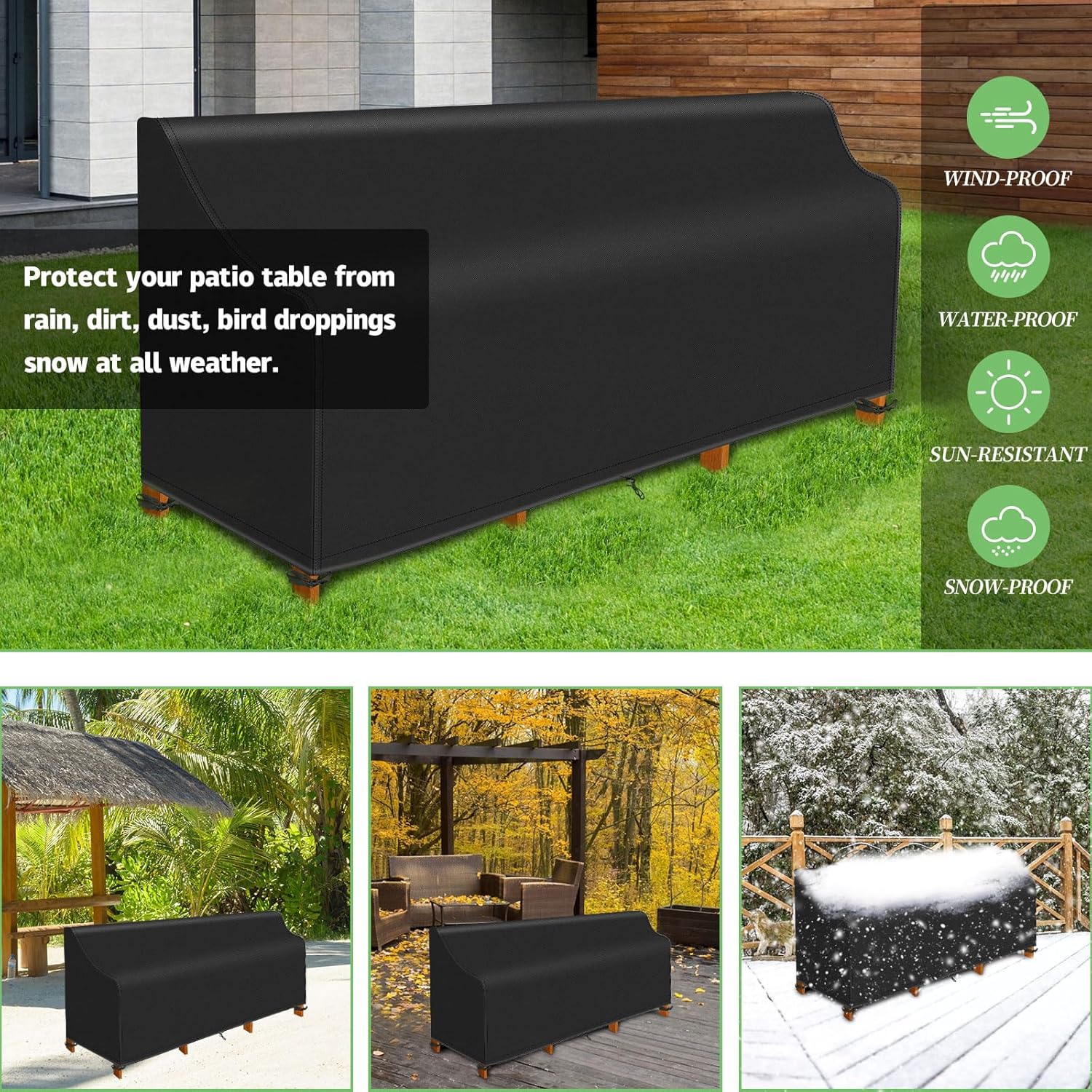 Thumbnail 4 de PATIO PLUS Outdoor Garden Loveseats Cover (2-Seater) in Black, 420D Oxford Waterproof Tough Cover
