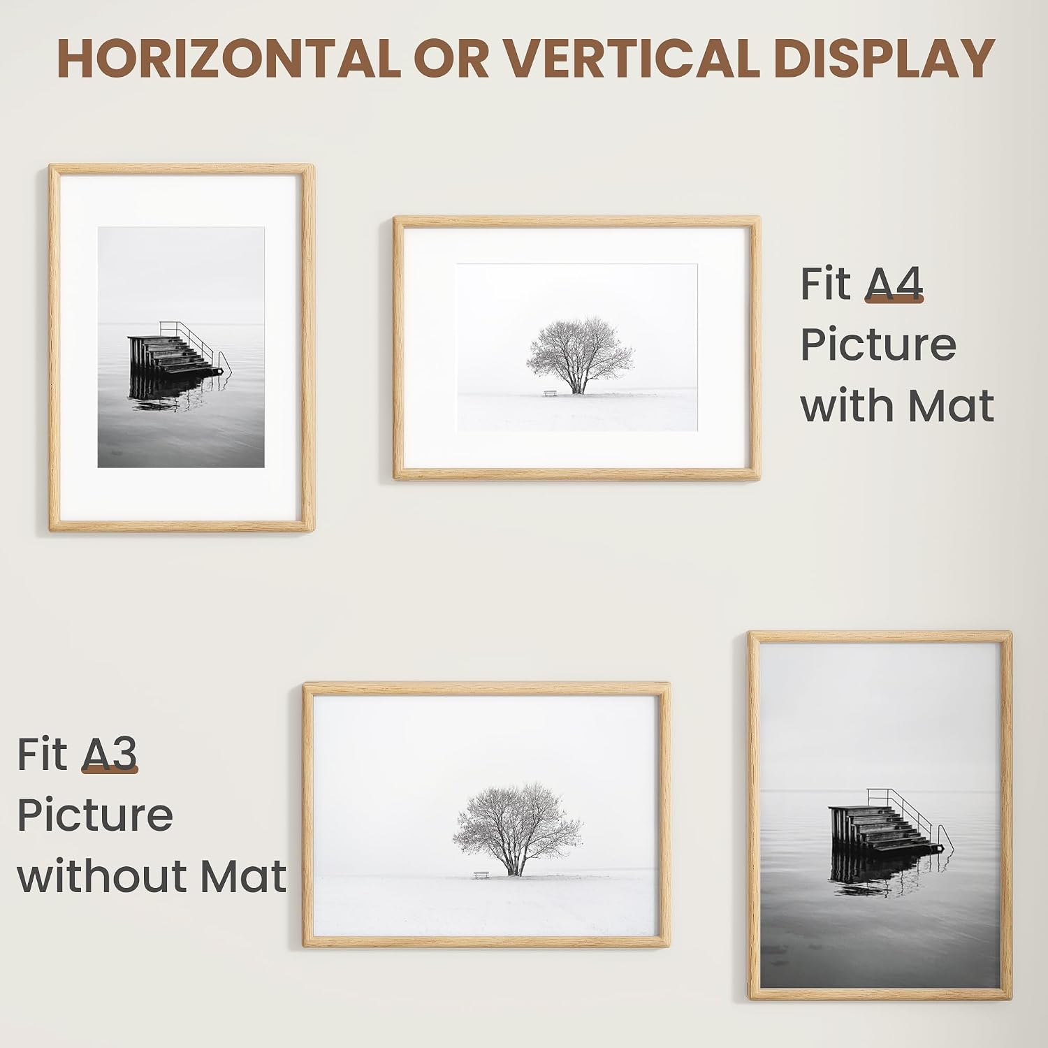 Detalle de KovaScape 8.5x11 Picture Frame in Solid Oak with Tempered Glass