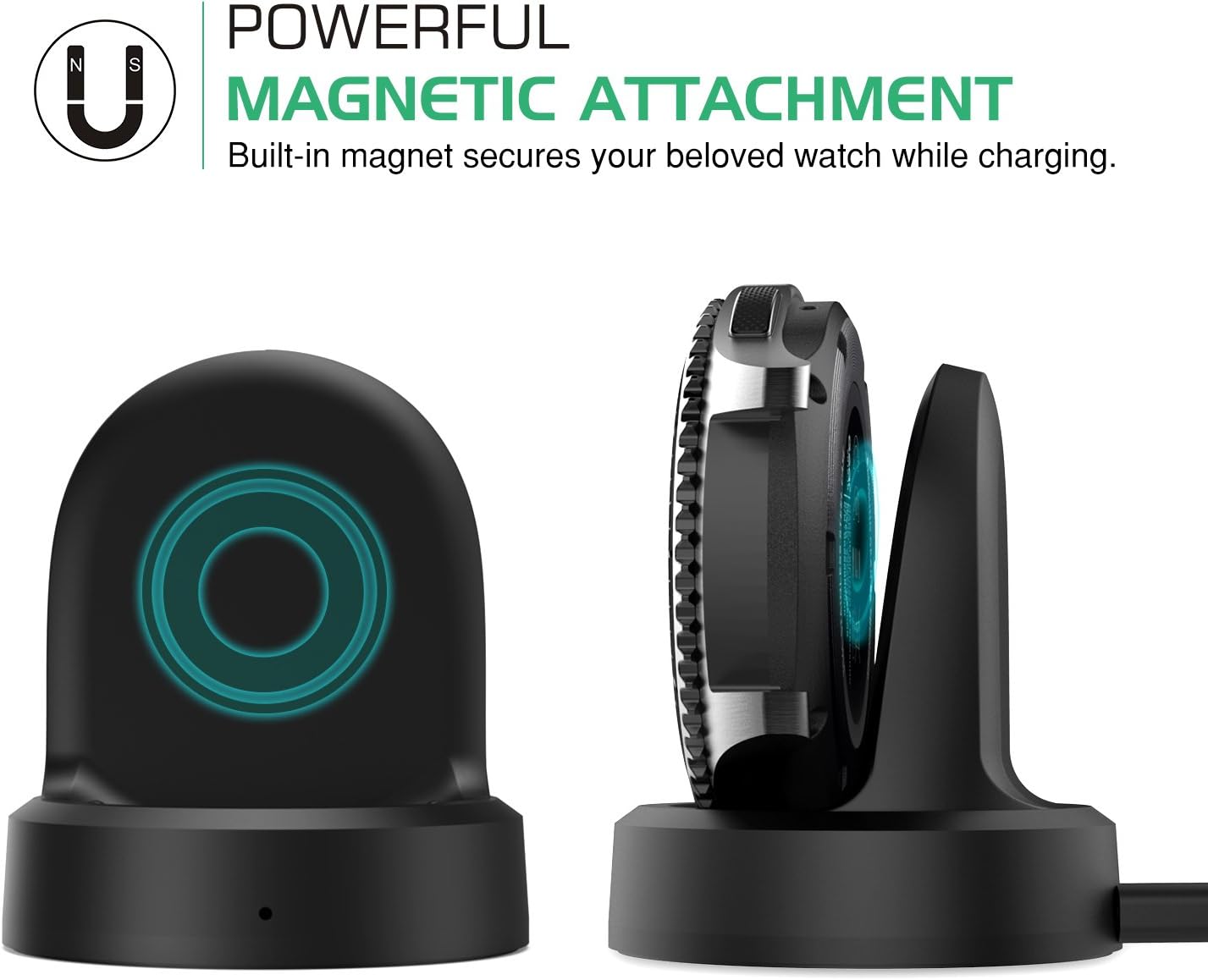 Detalle 2 de MoKo Gear S3 replacement wireless charger for Samsung Gear S3 Classic SM-R770 & S3 Frontier SM-R760