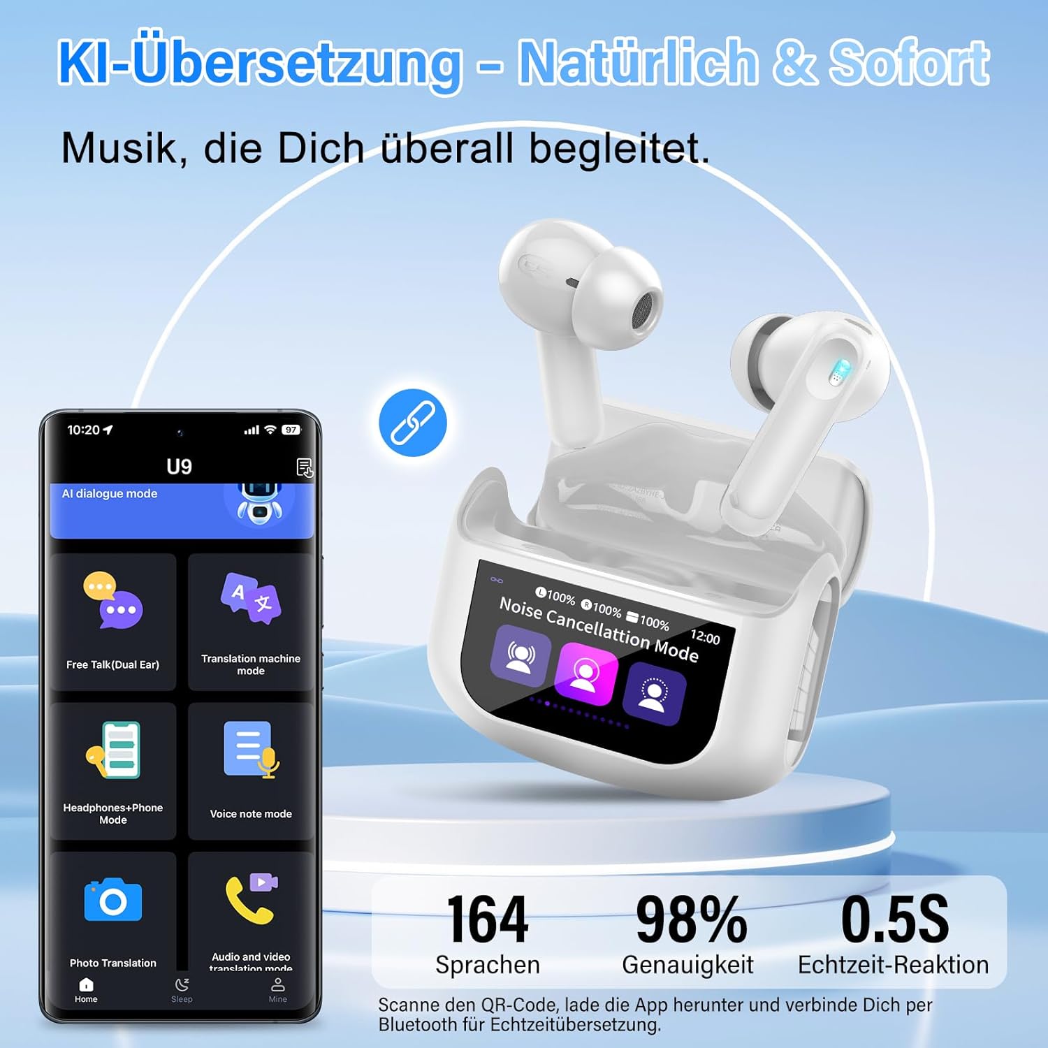 Thumbnail 1 de KI Übersetzer Kopfhörer Echtzeit‑Übersetzer 164 Sprachen