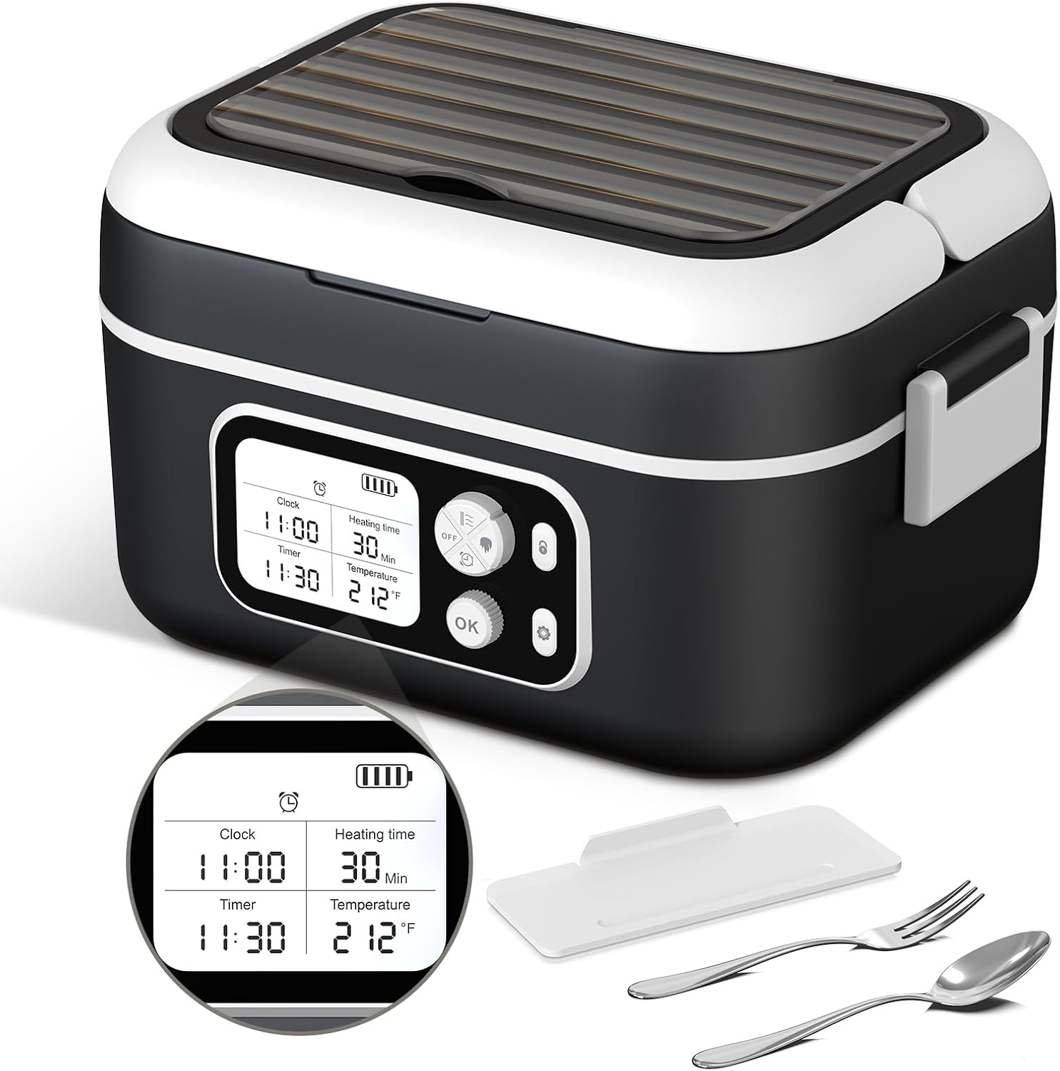 Detalle de EDCREATY Cordless Heated Lunch Box, 1.5 L, 100 W, Rechargeable