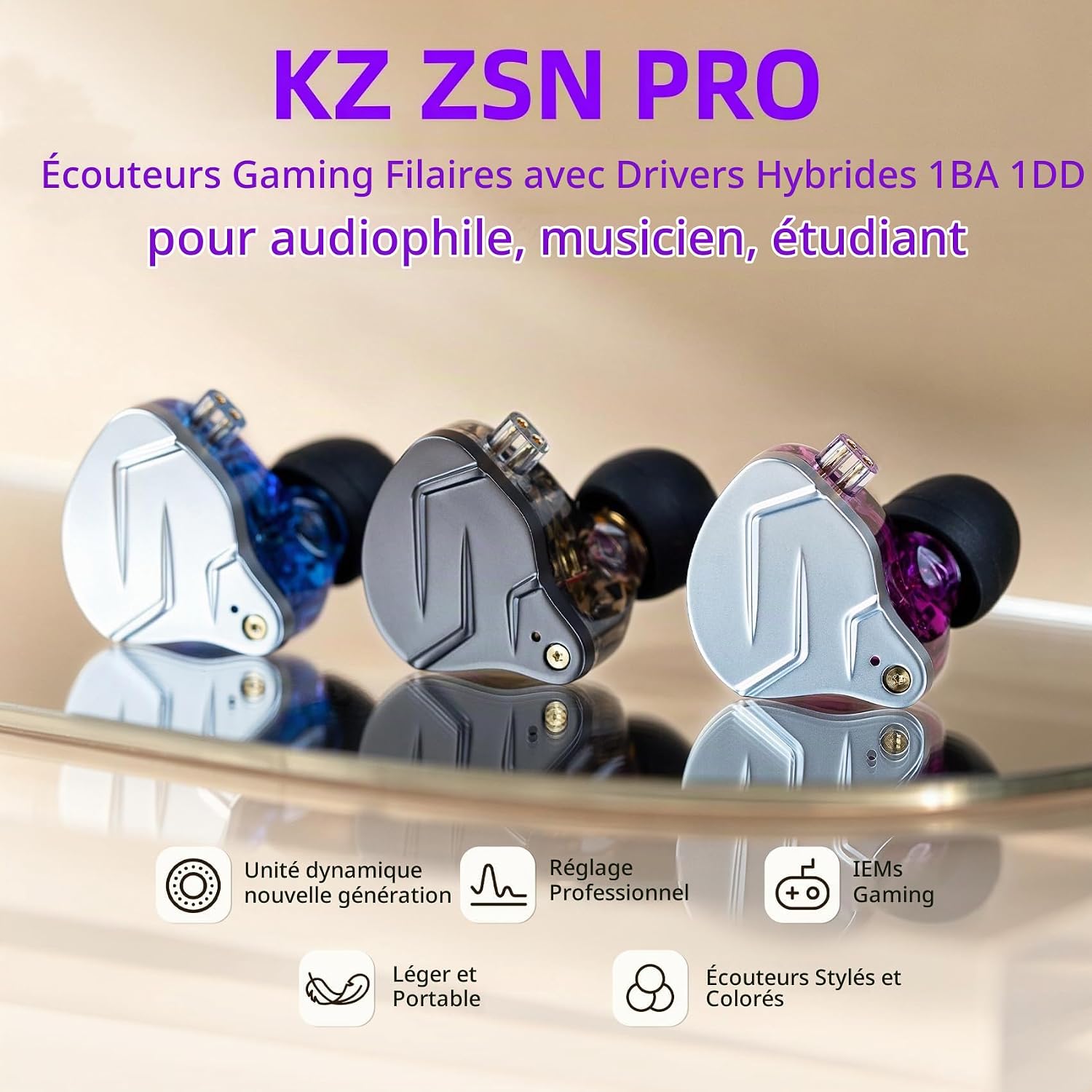 Detalle 2 de Yinyoo KZ ZSN Pro in-ear hoofdtelefoon met hybride drivers en afneembare kabel