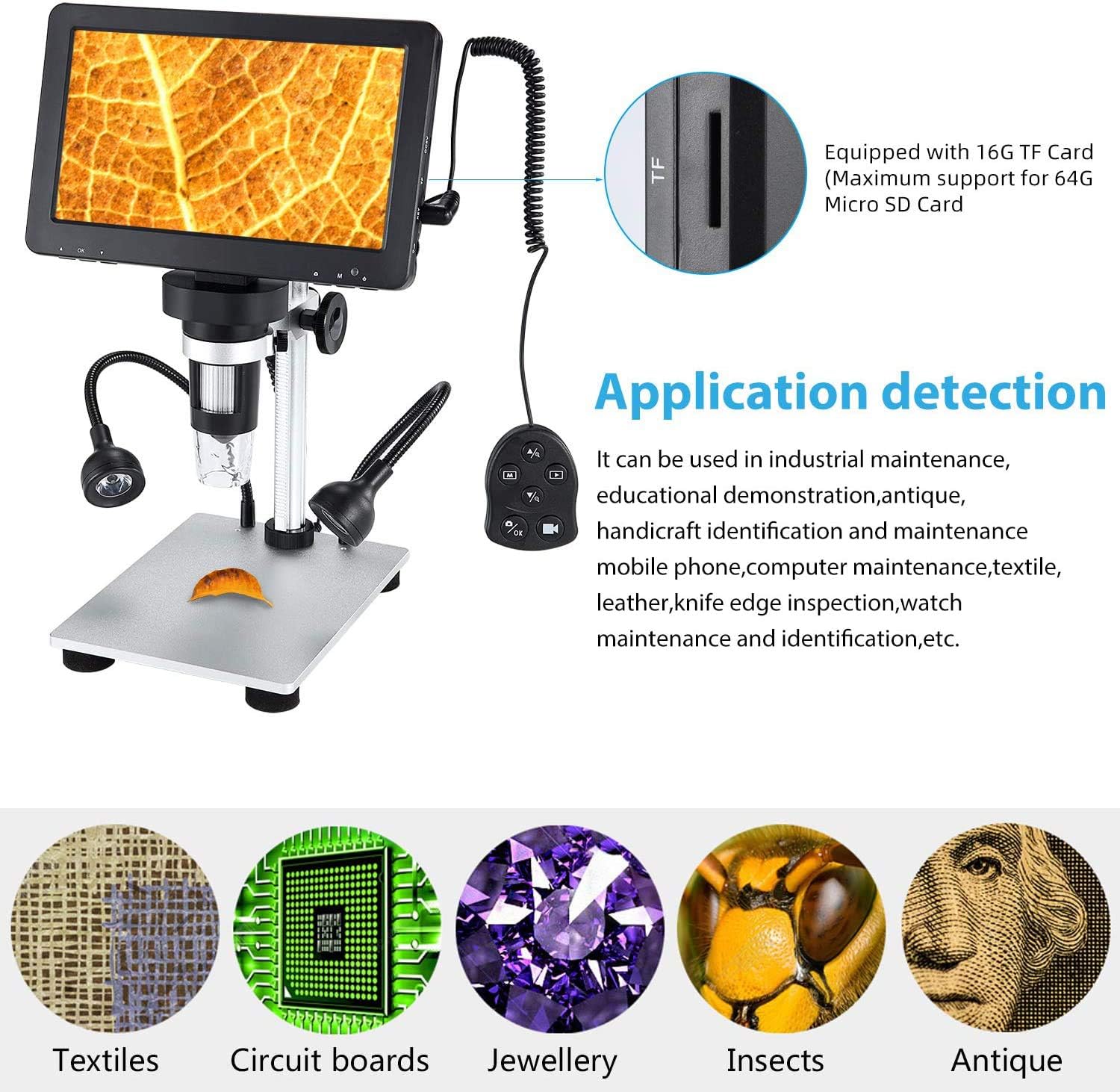 Thumbnail 2 de TOMLOV DM9 7" LCD Digital Microscope – 1200X, 12MP, 1080P Video, USB Scope