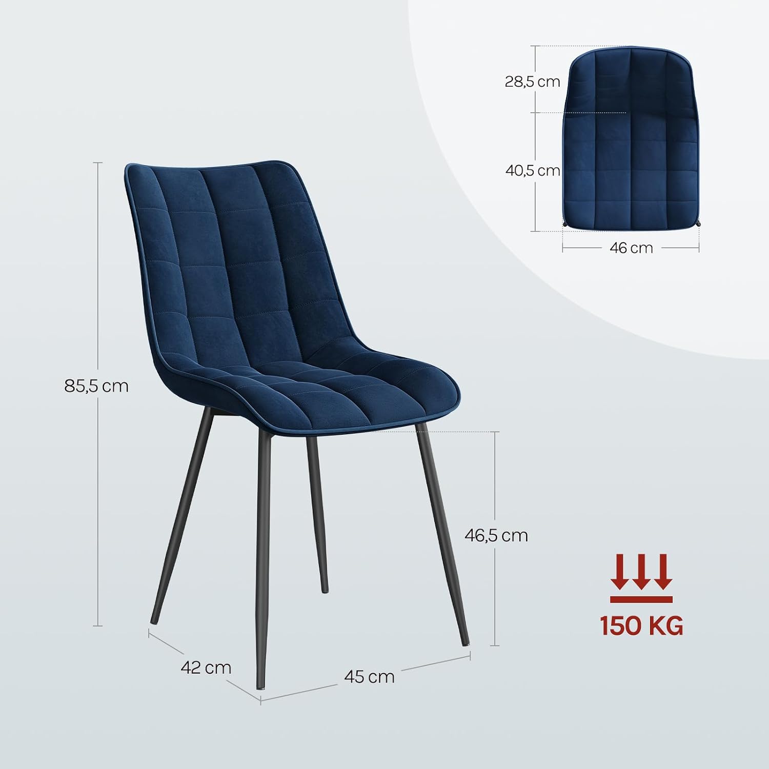 Detalle de WOLTU Esszimmerstühle 6er Set – gepolstert, Samt, Rückenlehne