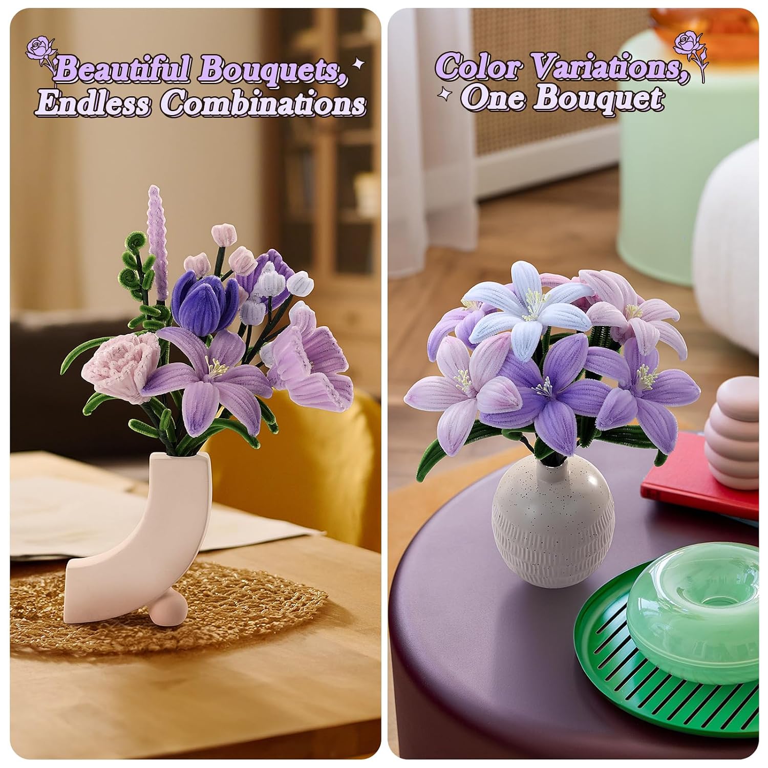 Detalle de Funtopia Pipe Cleaner Flowers: 540-Piece Craft Kit for DIY Bouquets
