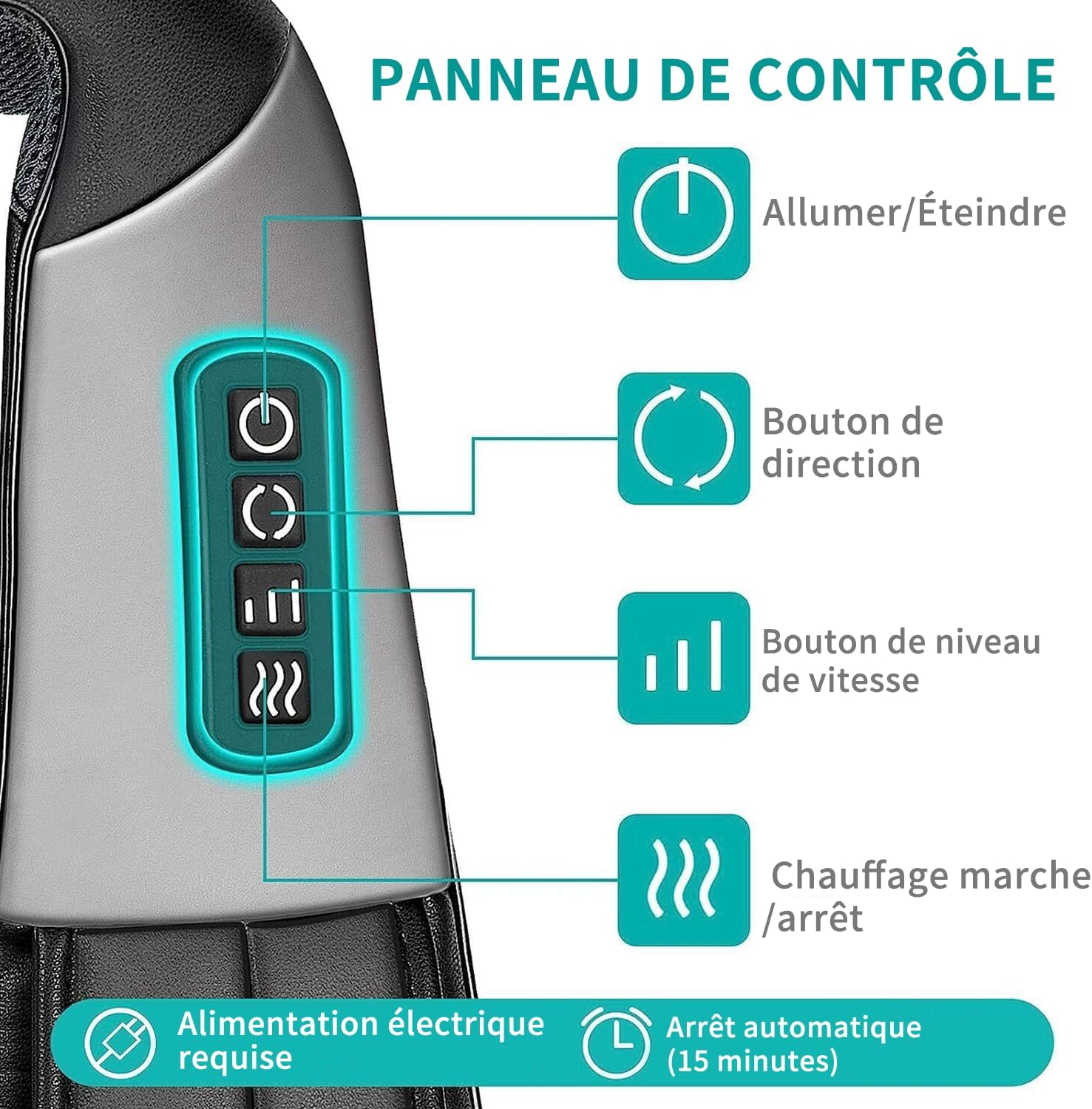 Detalle de Nekteck Massage du cou et du dos Shiatsu 3D avec chaleur — massage profond et doux pour le corps