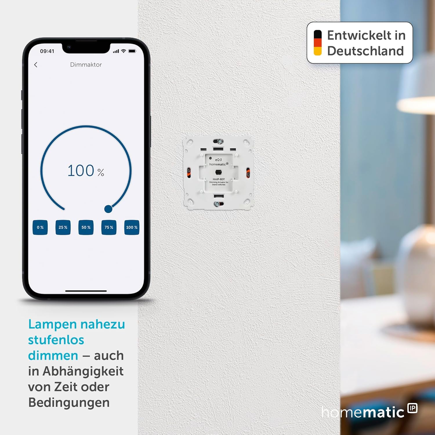Thumbnail 1 de Homematic IP Dimmaktor für Markenschalter Phasenabschnitt (143166A0) – Smart-Home-Dimmer für dimmbare Leuchtmittel