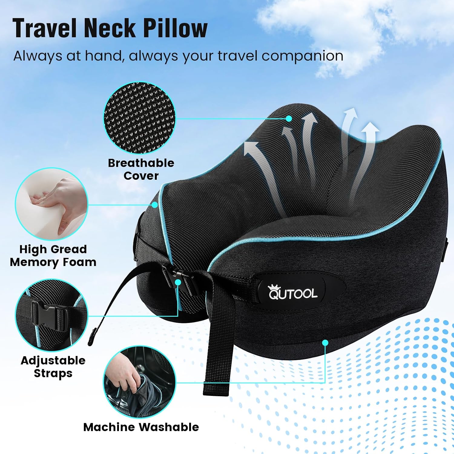 Thumbnail 5 de Travel Pillow Memory Foam 360° Neck Support